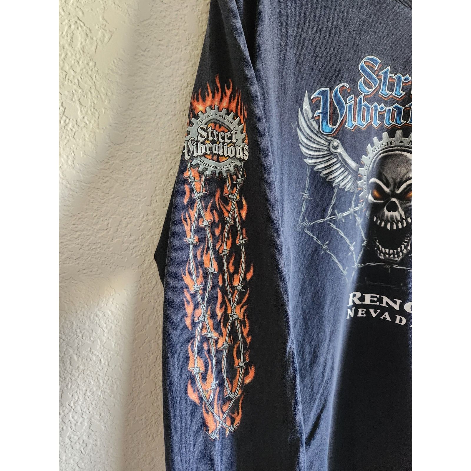 Other Y2k Men's 2006 Street Vibrations Skull & Flames Long Sleeve Size US L / EU 52-54 / 3 - 5 Thumbnail