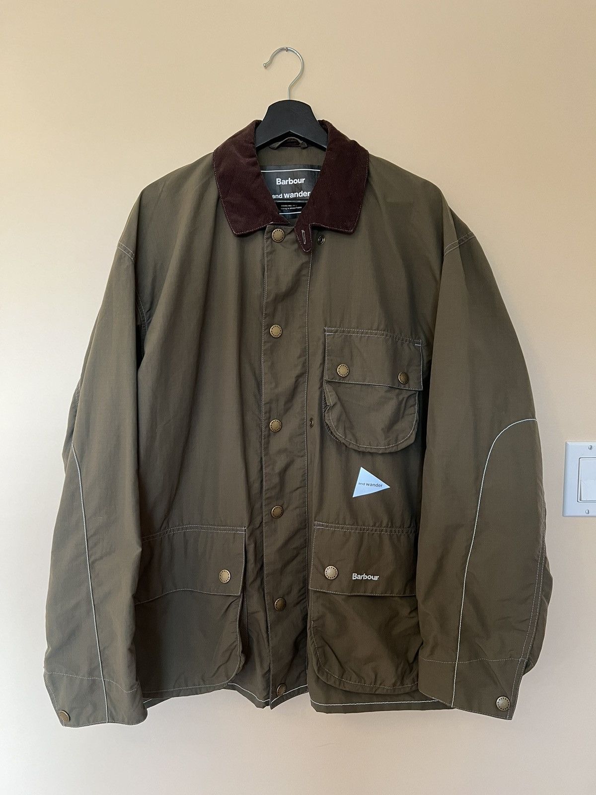 image of And Wander Pivot Jacket Olive Green, Men's (Size Large)