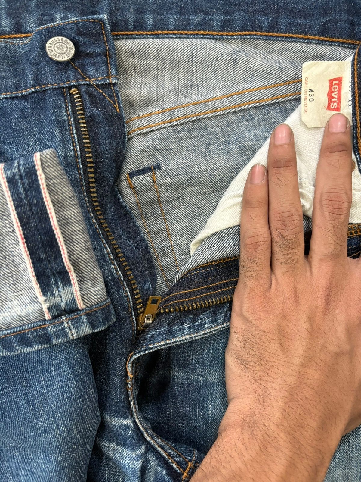Levi's Vintage 80s Levi’s 502 Big E Selvedge Talon Baggy Jeans Size US 30 / EU 46 - 10 Thumbnail