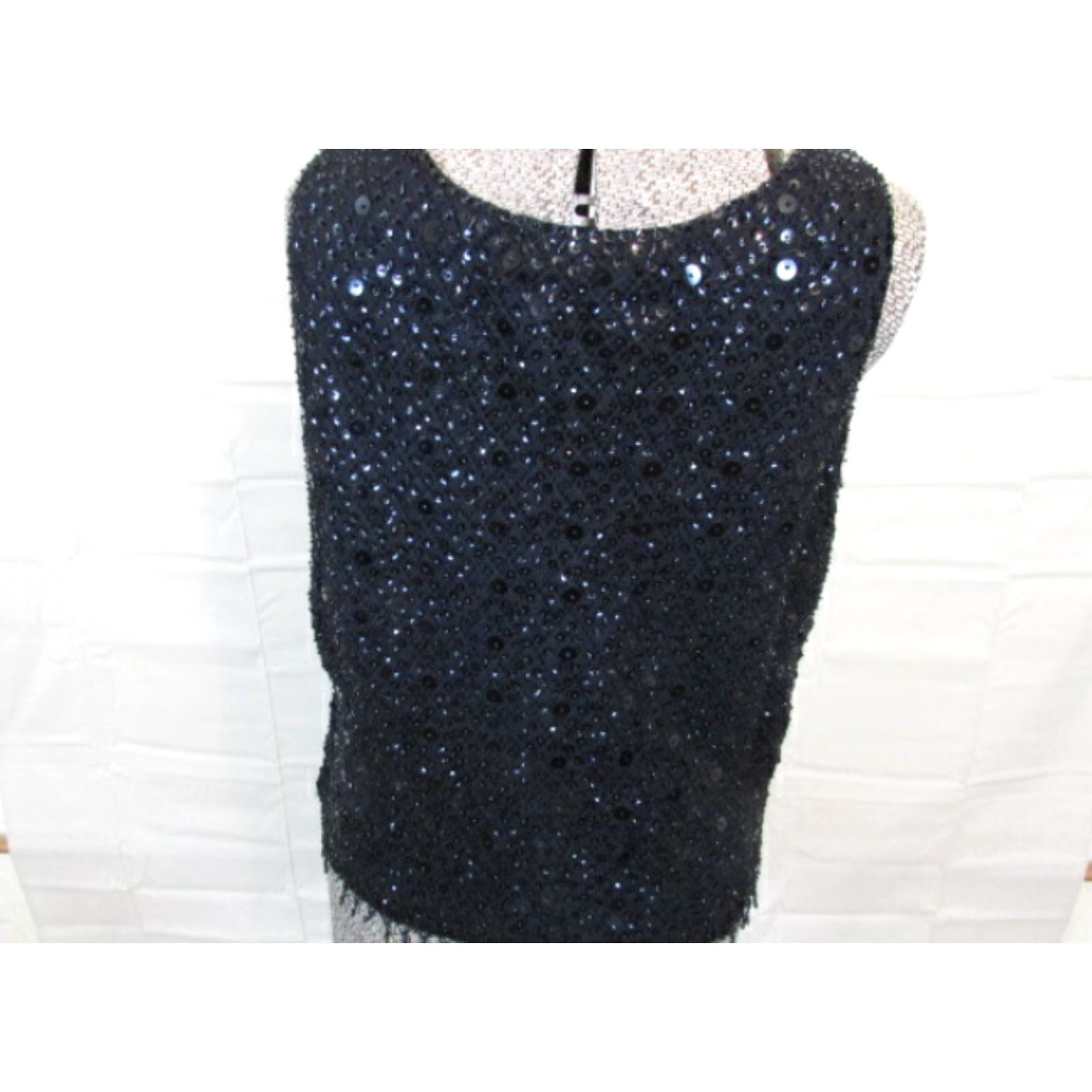 Vintage VINTAGE Penrose Blouse Shirt Women 40 Black Round Neck Short Sleeve Rhinestone 1920s 30s 40s Women's Mens Girls Size S / US 4 / IT 40 - 5 Thumbnail