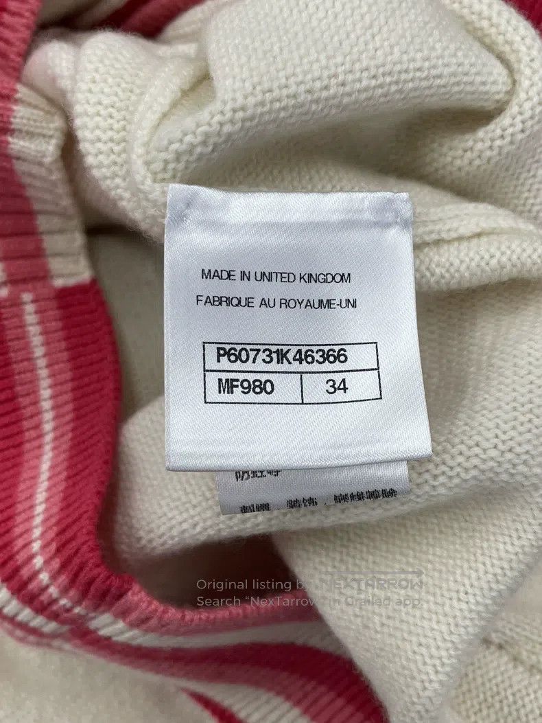 Chanel Chanel Pink and white color-blocked striped cashmere knitt Size XXS / US 00 / IT 34 - 7 Thumbnail