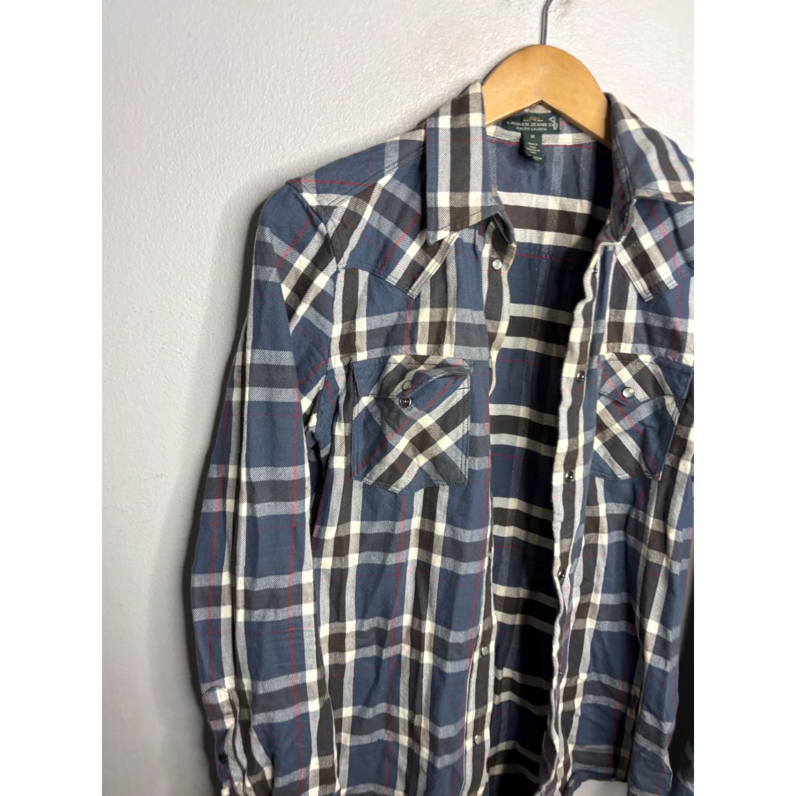Ralph Lauren Lauren Jeans Co Ralph Lauren Shirt Mens Medium Blue Plaid Western Pearl Snap 90s Size US M / EU 48-50 / 2 - 2 Thumbnail