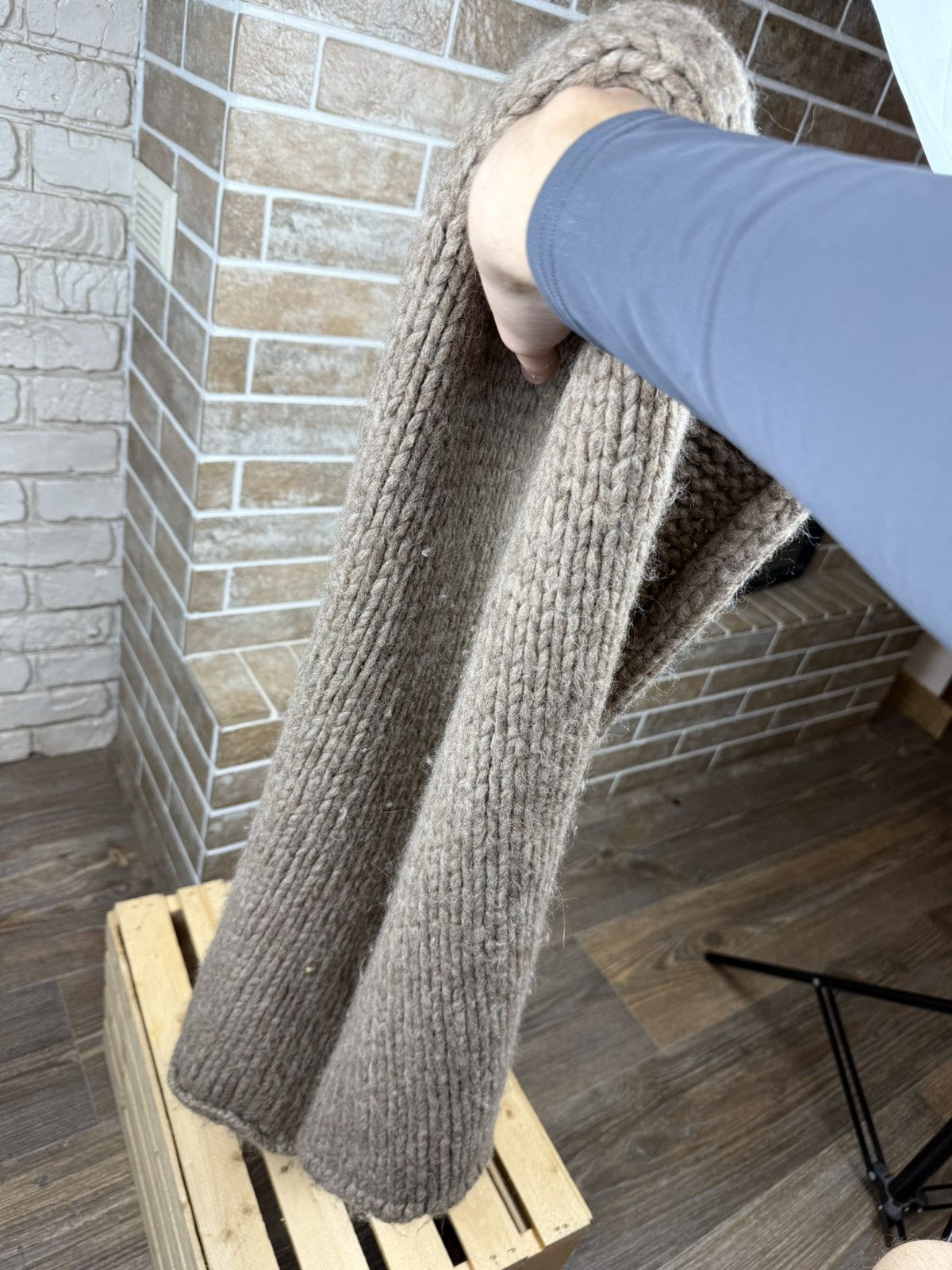 Dries Van Noten Vintage Dries van Noten Knitted Alpaca Beige Scarf Size ONE SIZE - 12 Thumbnail