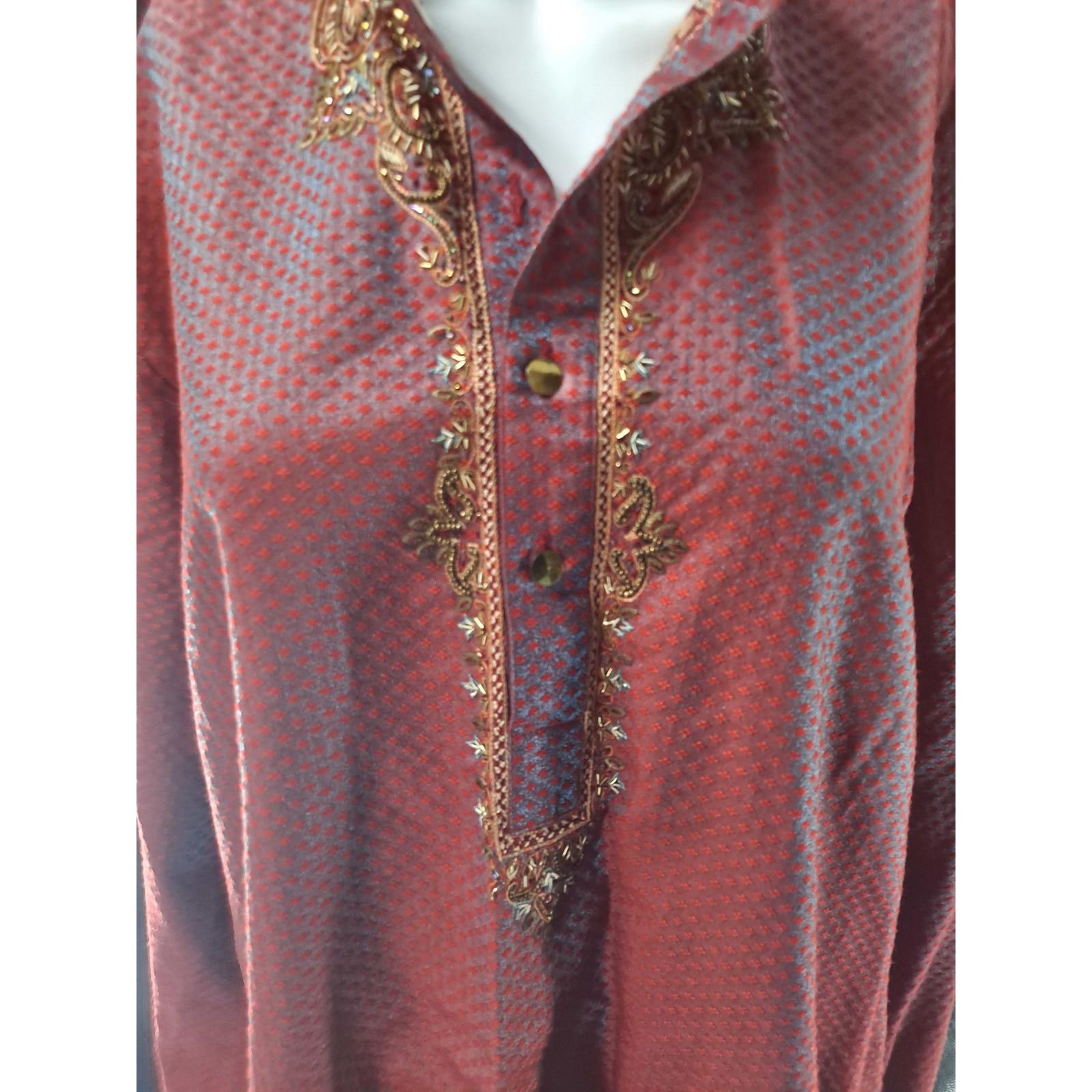 Other Rajgharana Maroon, Gold and Blue Kurta Size 42 Size ONE SIZE - 2 Thumbnail