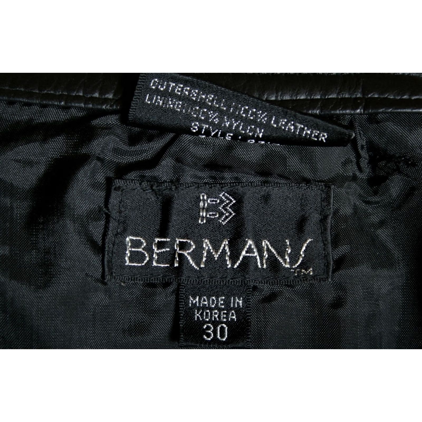 Ben Sherman VINTAGE Bermans Black Leather Tapered Leg Motorcycle Pants Women's 29x29 30 Inseam Leather Biker Pants Womens Size 29" - 7 Thumbnail