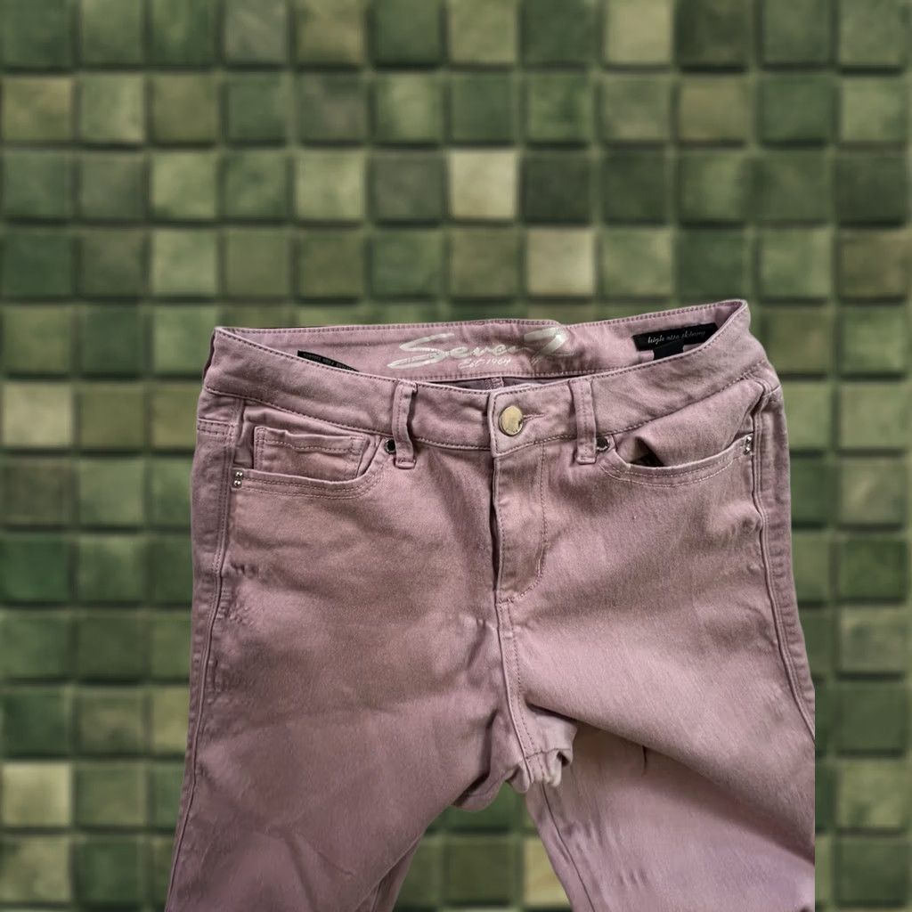 Vintage Seven7 Women's High Rise Skinny Jeans Mauve Size 8 Pink Denim Size 30" / US 8 / IT 44 - 1 Thumbnail