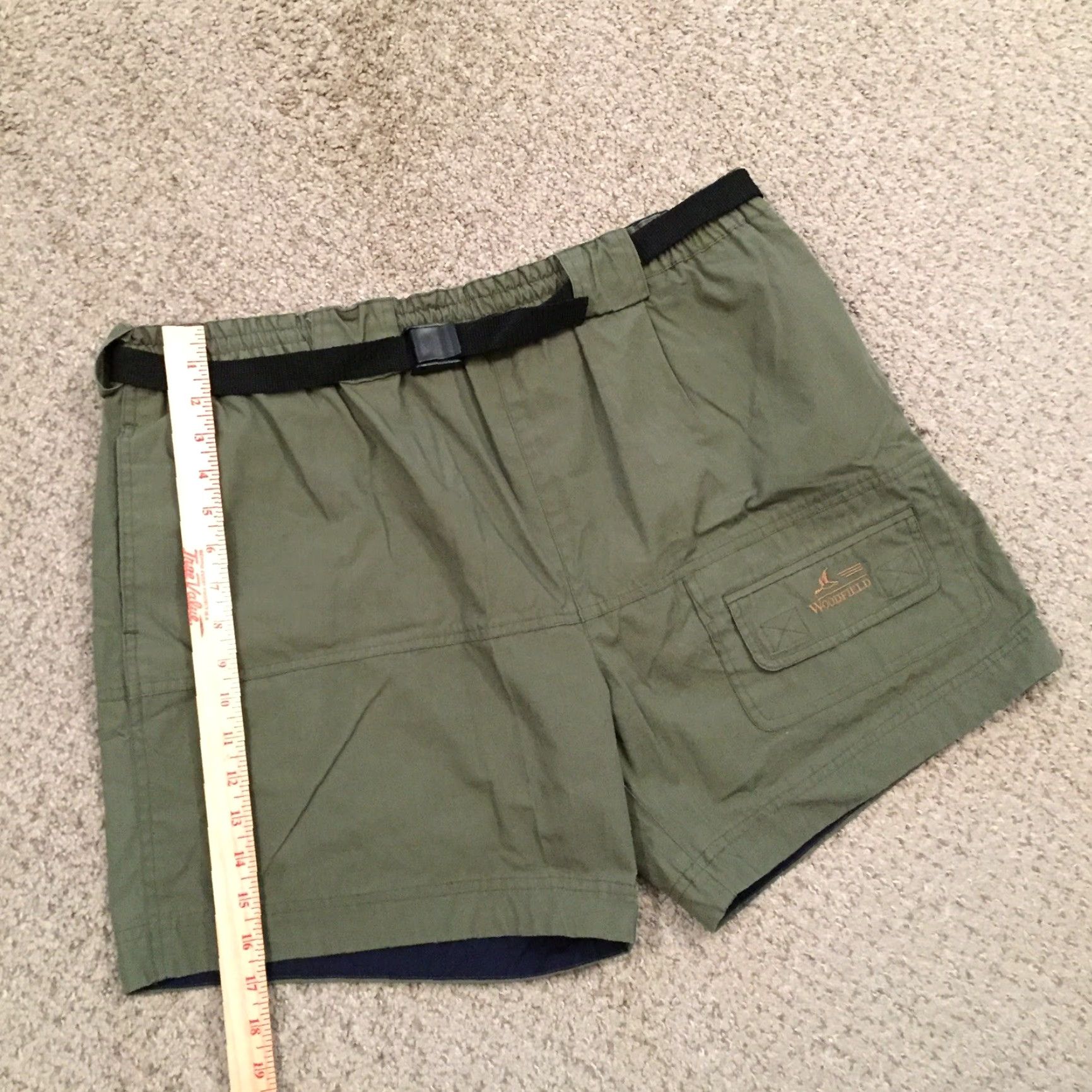 Vintage Cargo Woodfield Green Trunks Mens Large Lined Nylon Cotton Blend Belted Swim Bottom Size US 33 - 6 Thumbnail