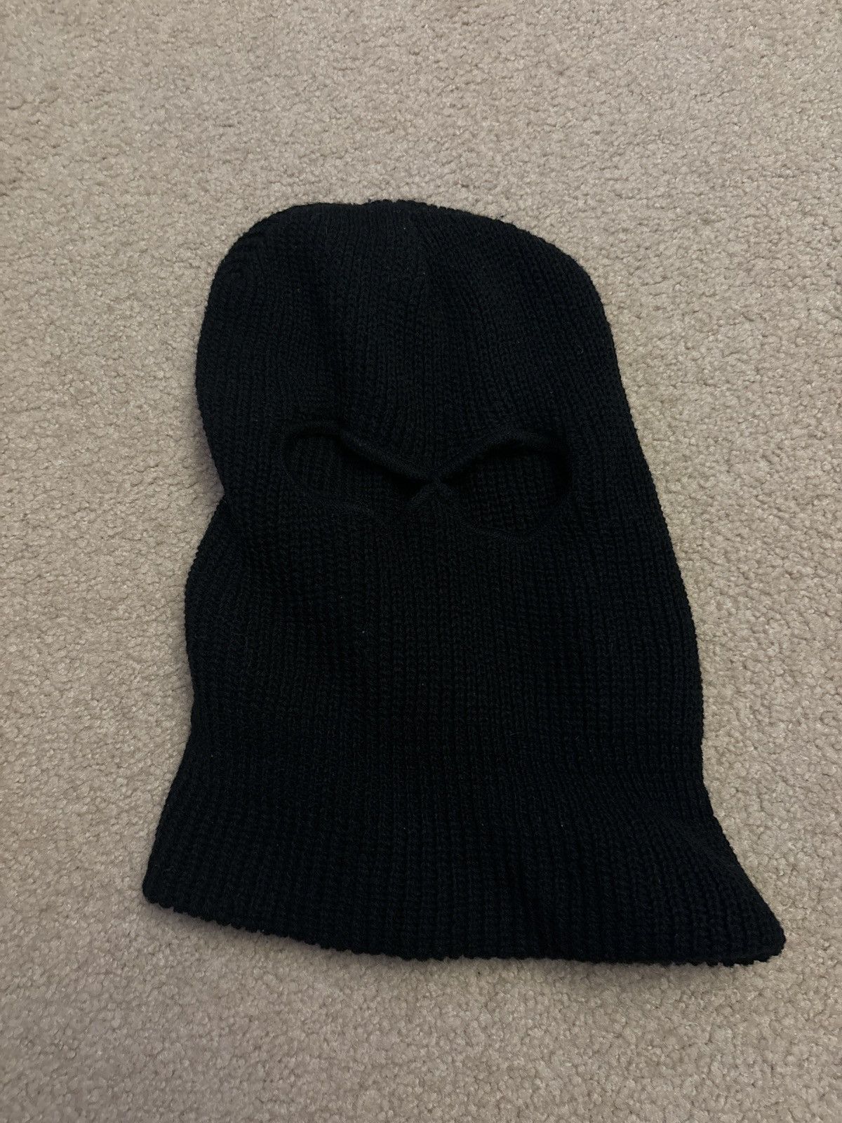 Handmade 2-Hole Knitted Ski Mask Black Size ONE SIZE - 1 Thumbnail