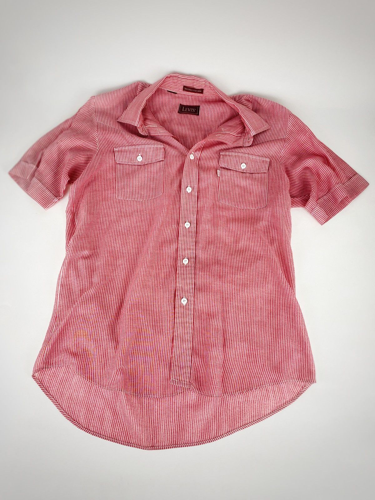 Levi's Vintage Clothing Levi's Vintage Mens Red Striped Button Up Short Sleeve Shirt Size US L / EU 52-54 / 3 - 9 Thumbnail