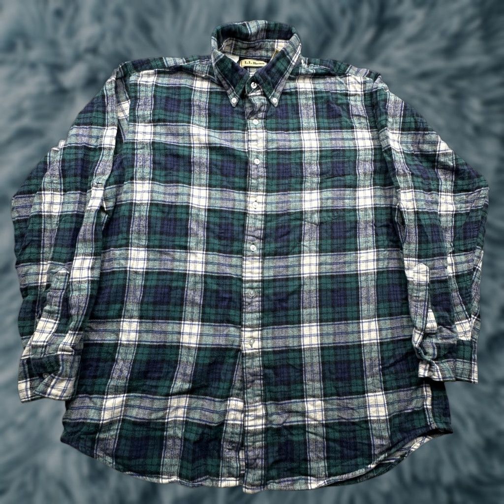 Vintage VINTAGE LL Bean Green Plaid Flannel Button Up Large Long Sleeve Button Down Shirt Mens Size US L / EU 52-54 / 3 - 1 Thumbnail
