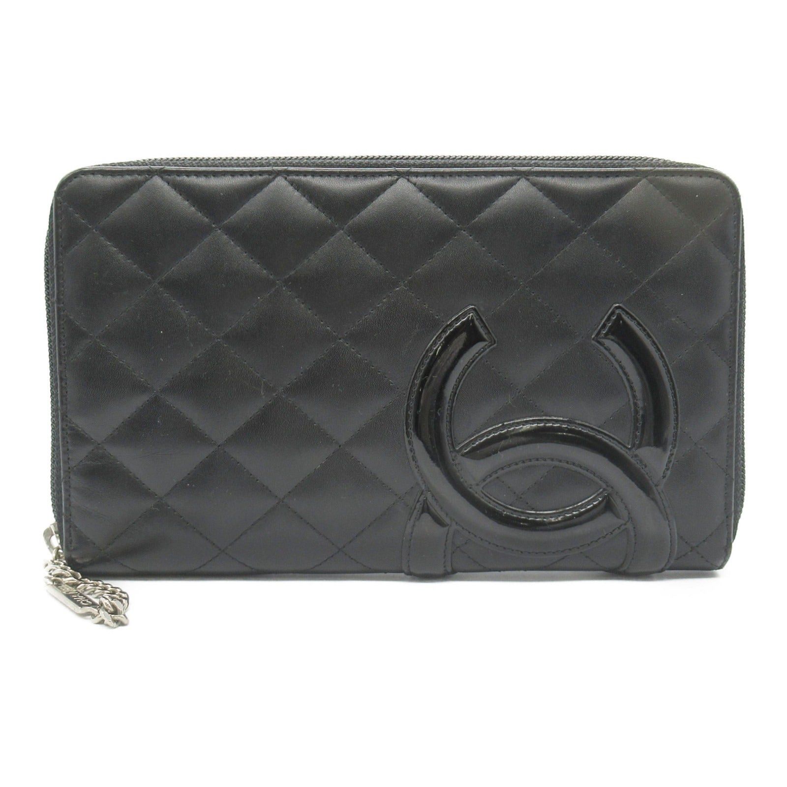 Chanel Chanel Cambon Round Long Wallet Zipper Leather Enamel Black Silver Hardware Size ONE SIZE - 1 Thumbnail