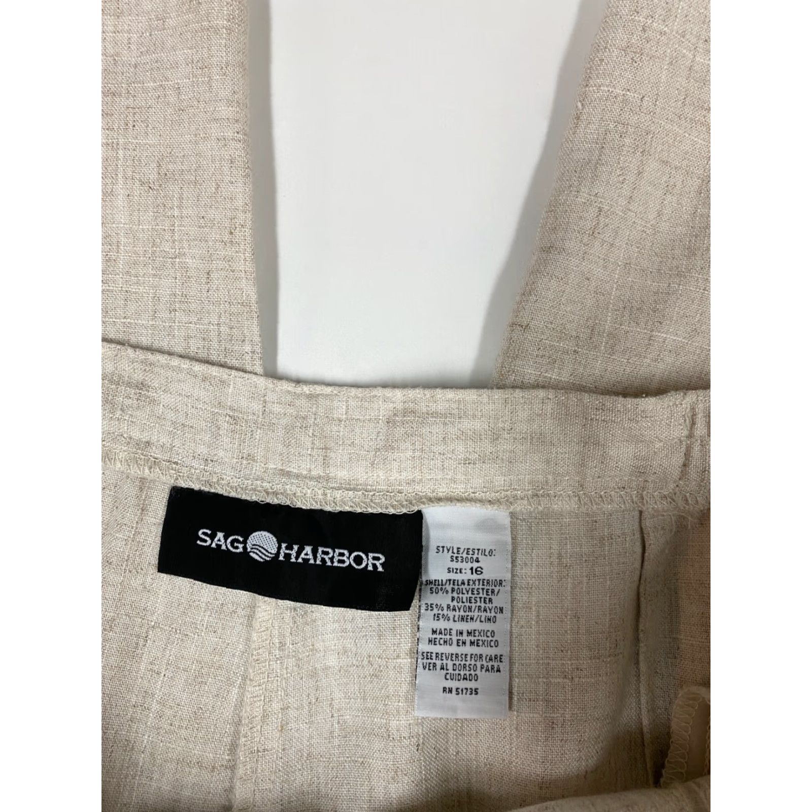 Vintage Sag Harbor Women Pants 16 Beige Straight Regular 27in Inseam Cotton Spandex Knit Dress Pants Slimming Stretch Womens Size 32" / US 10 / IT 46 - 3 Thumbnail