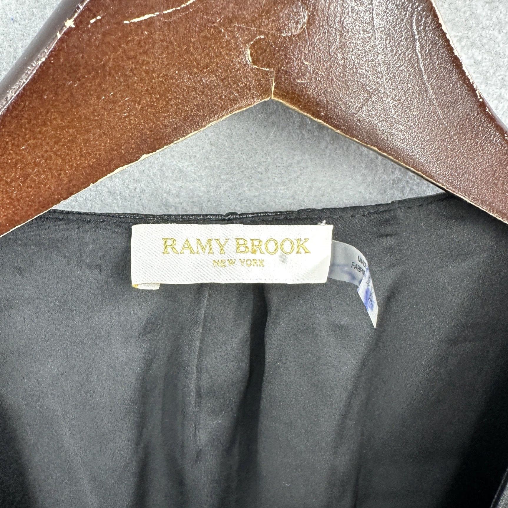 Ramy Brook Dress Women\'s 2 Black Sleeveless Lily Faux Leather Wrap Mini  Luxury Dress