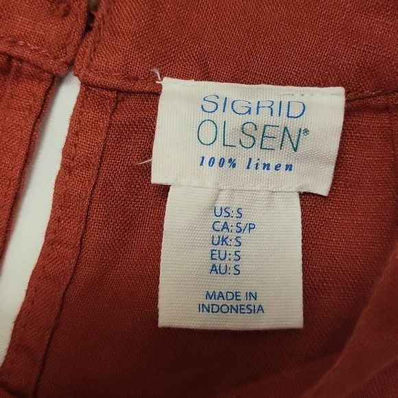 Other Sigrid Olsen Linen Shift Dress Keyhole Back Rust Orange S Size S / US 4 / IT 40 - 4 Thumbnail