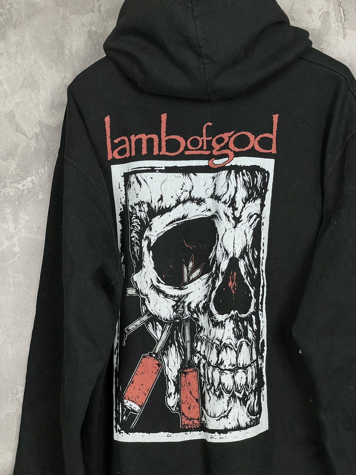 Band Tees × Vintage Vintage Lamb of God Skull Big Logo Grunge Y2K Hoodie Size US L / EU 52-54 / 3 - 6 Thumbnail