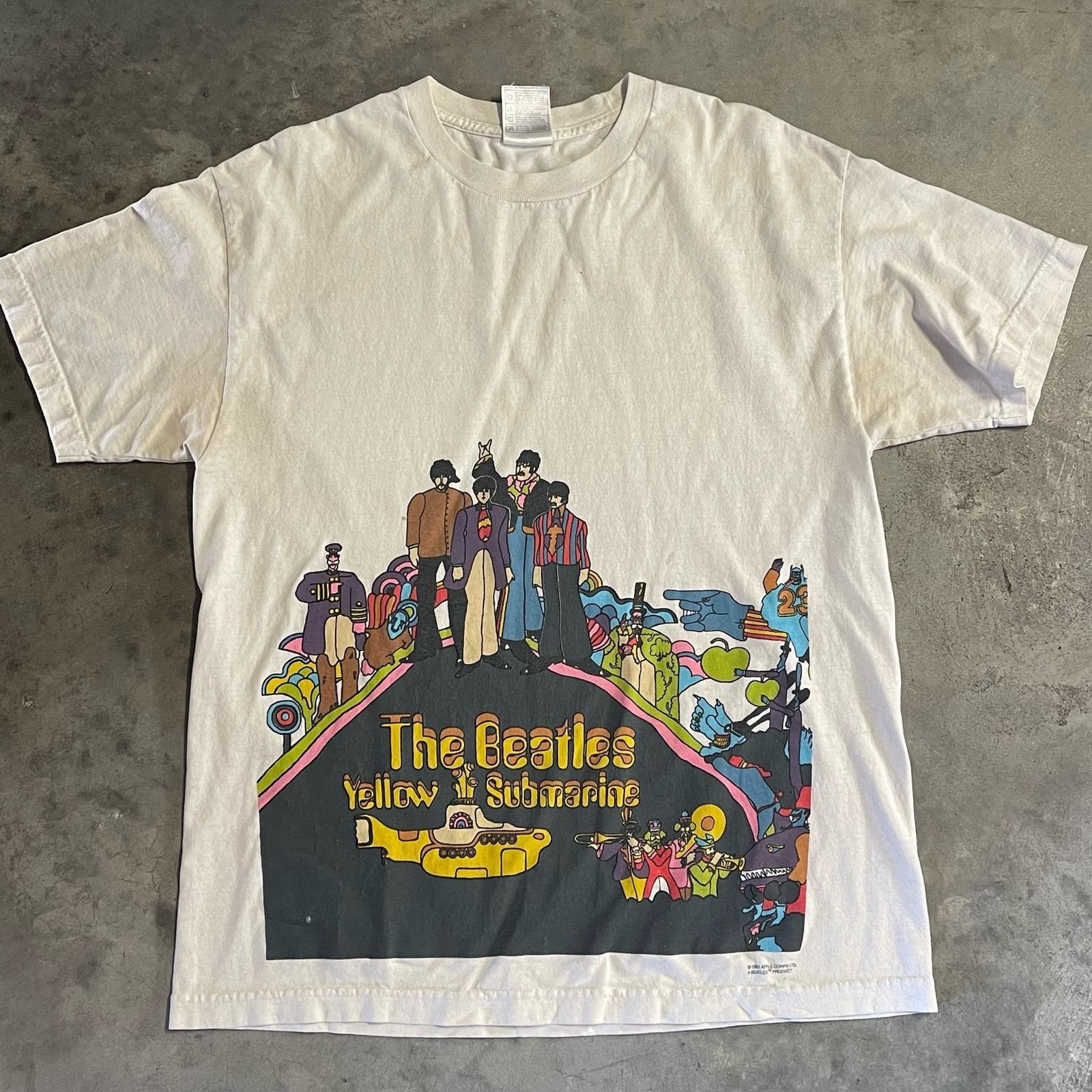 image of Alstyle Vintage The Beatles Yellow Submarine 2003 T-Shirt in White, Men's (Size Large)