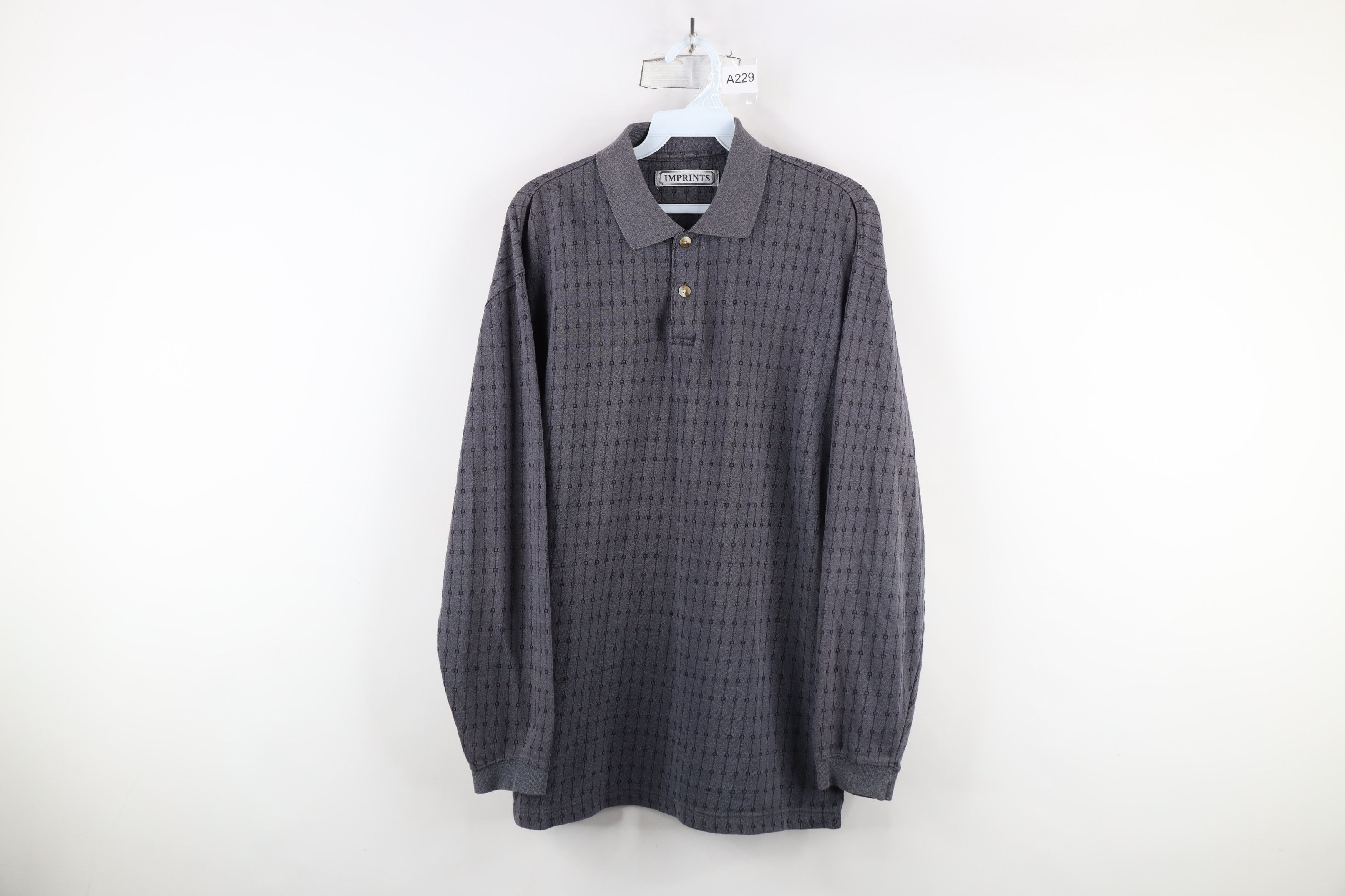 Vintage Vintage 90s Streetwear Geometric Knit Long Sleeve Rugby Polo Size US M / EU 48-50 / 2 - 1 Thumbnail