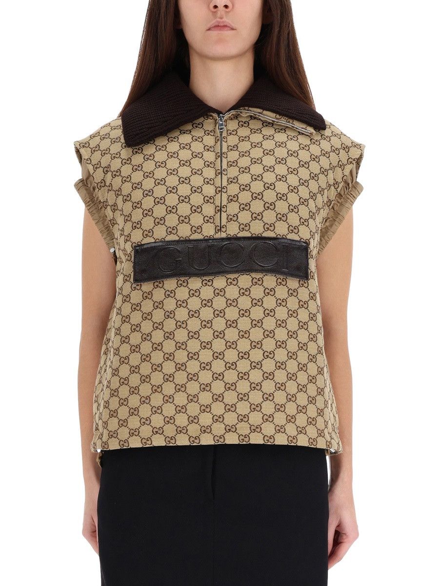 Gucci GUCCI VEST WITH LEATHER LABEL - BEIGE (IT 40) Size S / US 4 / IT 40 - 1 Thumbnail