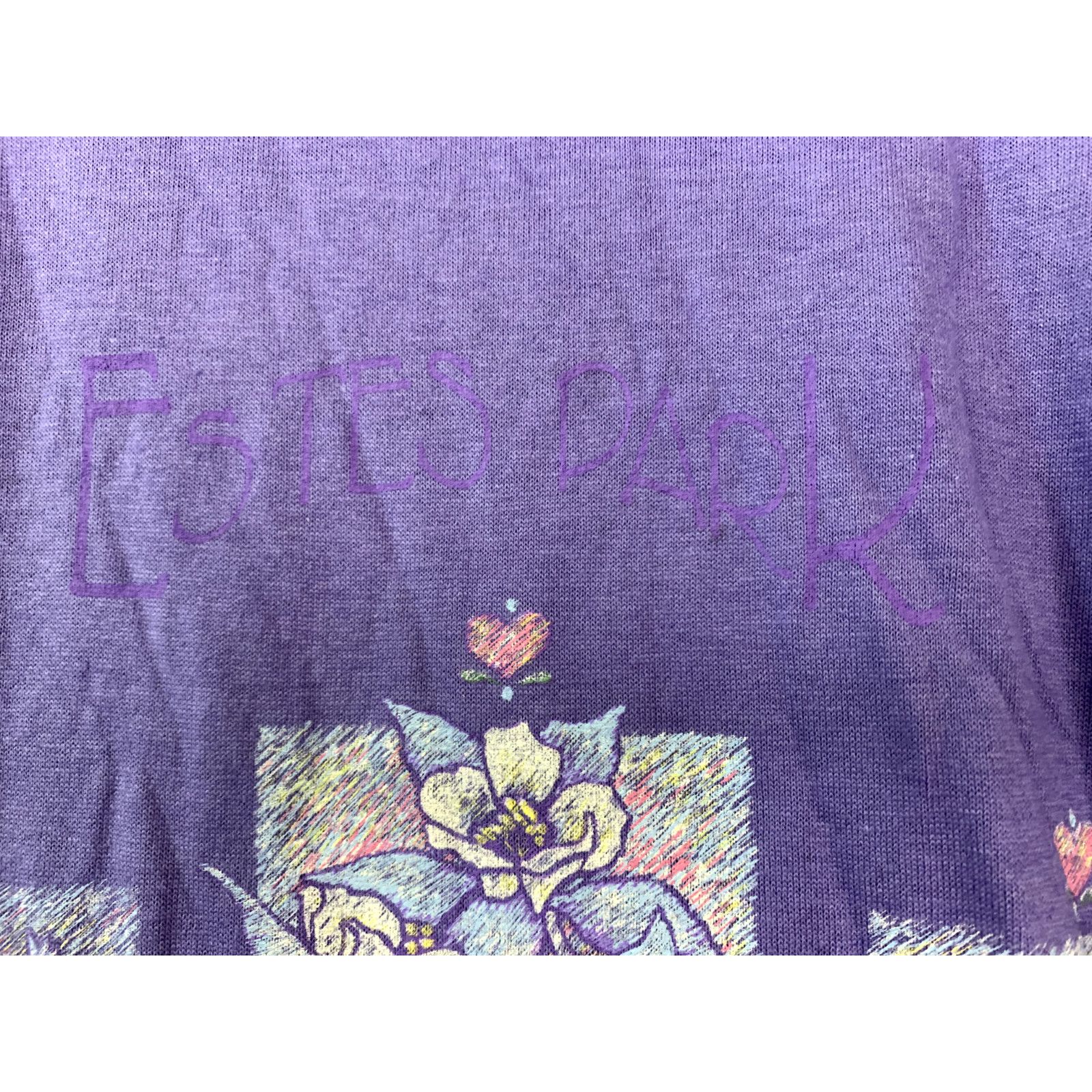 Jerzees Vintage Estes Park Shirt Tee Flower Purple T-Shirt VTG 90s L Size US L / EU 52-54 / 3 - 3 Thumbnail