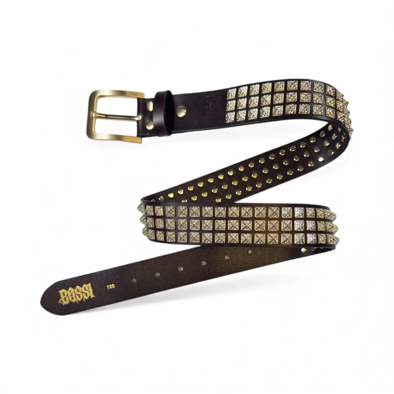 Bossi Sportswear Bossi Rhinestone Punk Stud Belt Brown/Gold Size ONE SIZE - 1 Preview