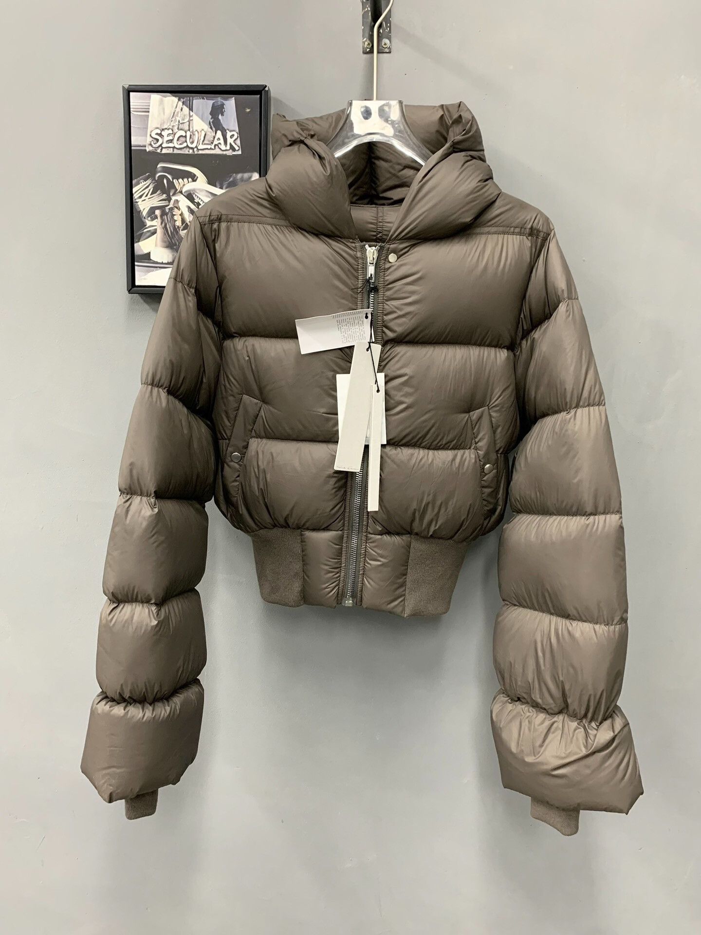 Rick Owens Rick Owens Hooded Puffer Jacket in Brown Size L / US 10 / IT 46 - 1 Thumbnail