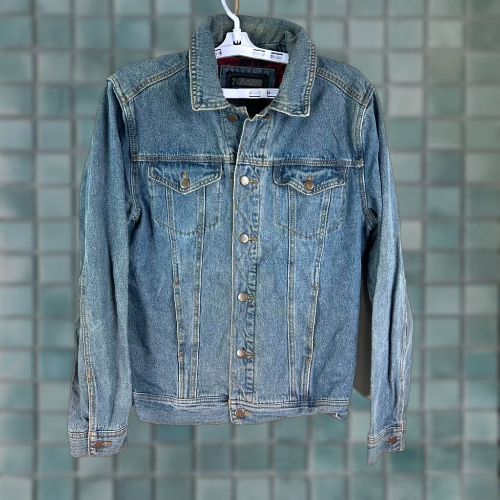 21 Men 21 MEN Los Angeles Denim Lined Button Up Jacket Mens Size M Blue Size US M / EU 48-50 / 2 - 1 Thumbnail