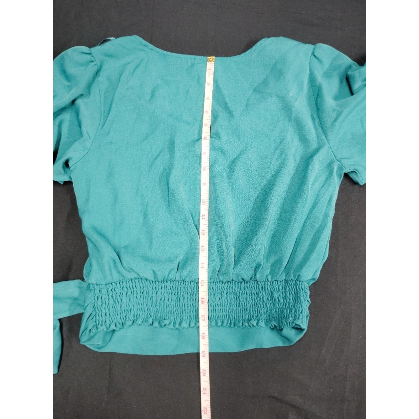 ODM Turquoise Wrap-Style Short Sleeve Crop Top Size S / US 4 / IT 40 - 5 Thumbnail