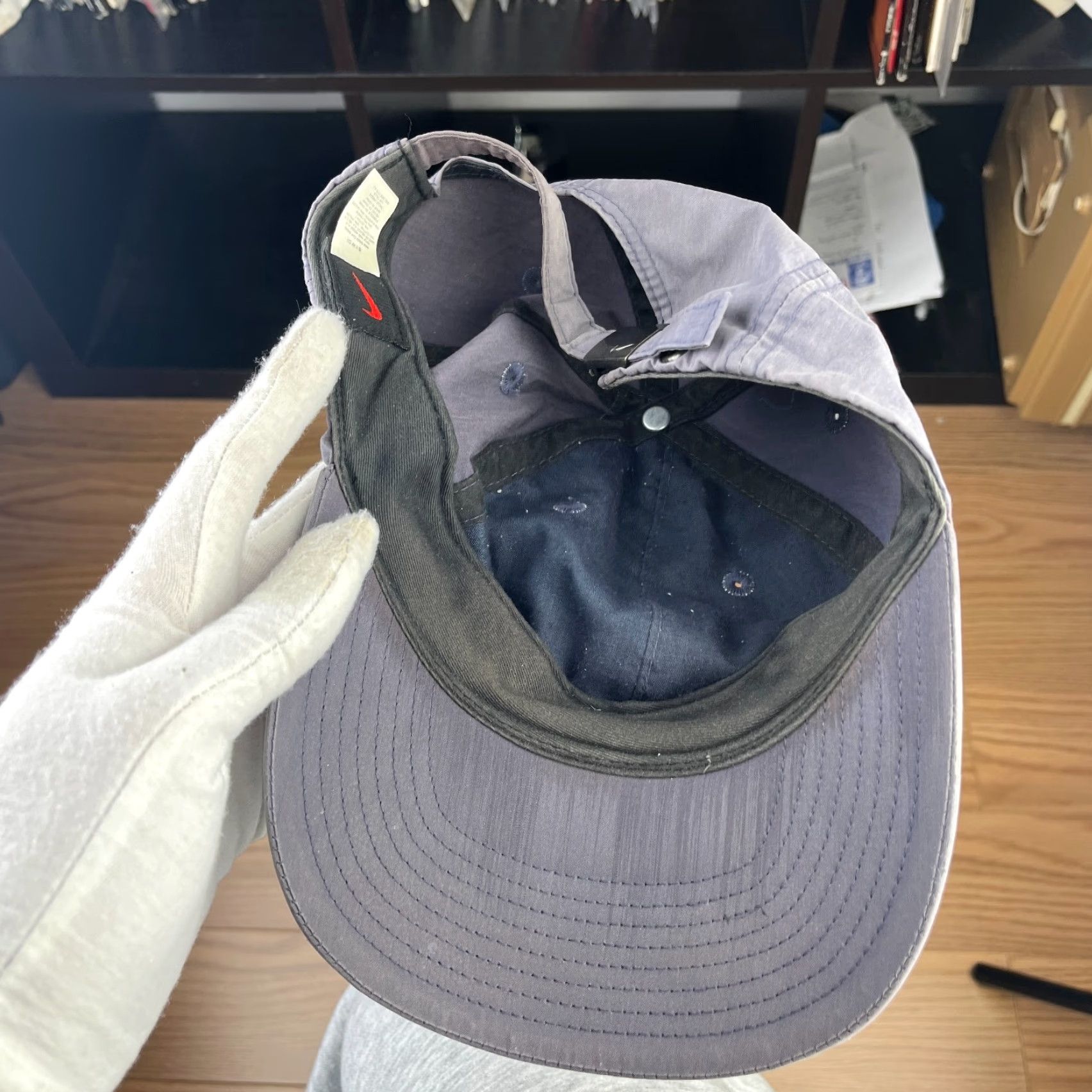 Nike VINTAGE 90s Nike Sun Faded Swoosh Strapback Hat Baseball Cap Men One Size Gray Canvas Fur Cotton Acrylic Size ONE SIZE - 3 Thumbnail