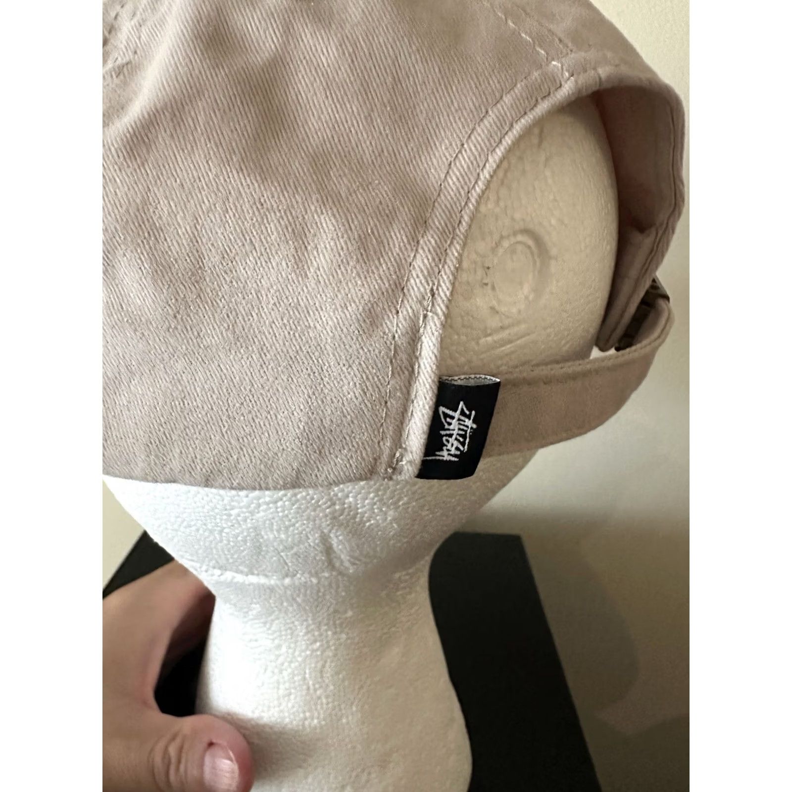 Vintage Stussy Strapback Cap - Beige, One Size, Adjustable, Knit, 80s 90s City Hip Hop Designer Cap Mens Boys Accessories, Beige Size ONE SIZE - 5 Thumbnail