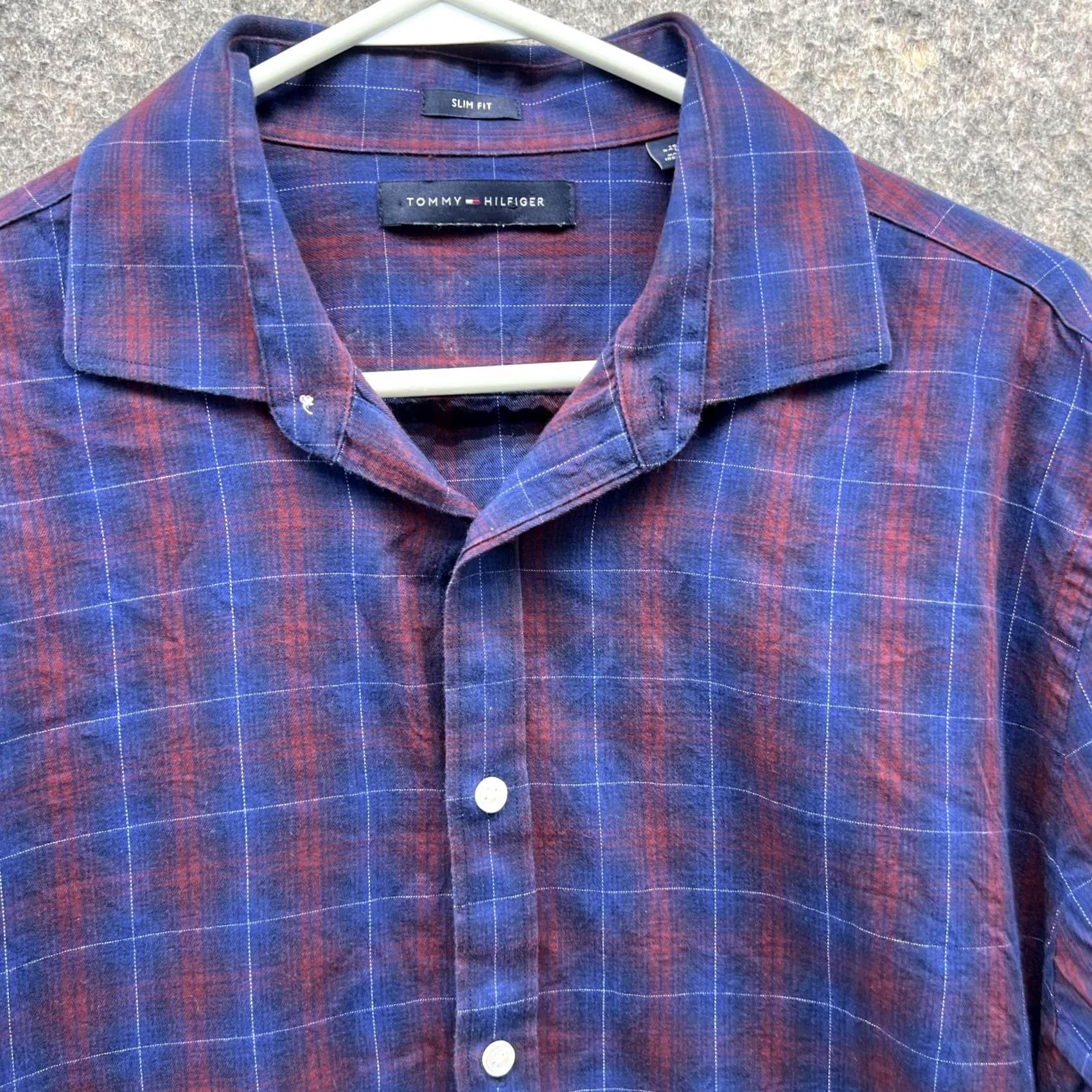 Tommy Hilfiger Tommy Hilfiger Shirt Men Large Piad Blue Casual Button Down Preppy Slim Fit Size US L / EU 52-54 / 3 - 4 Thumbnail