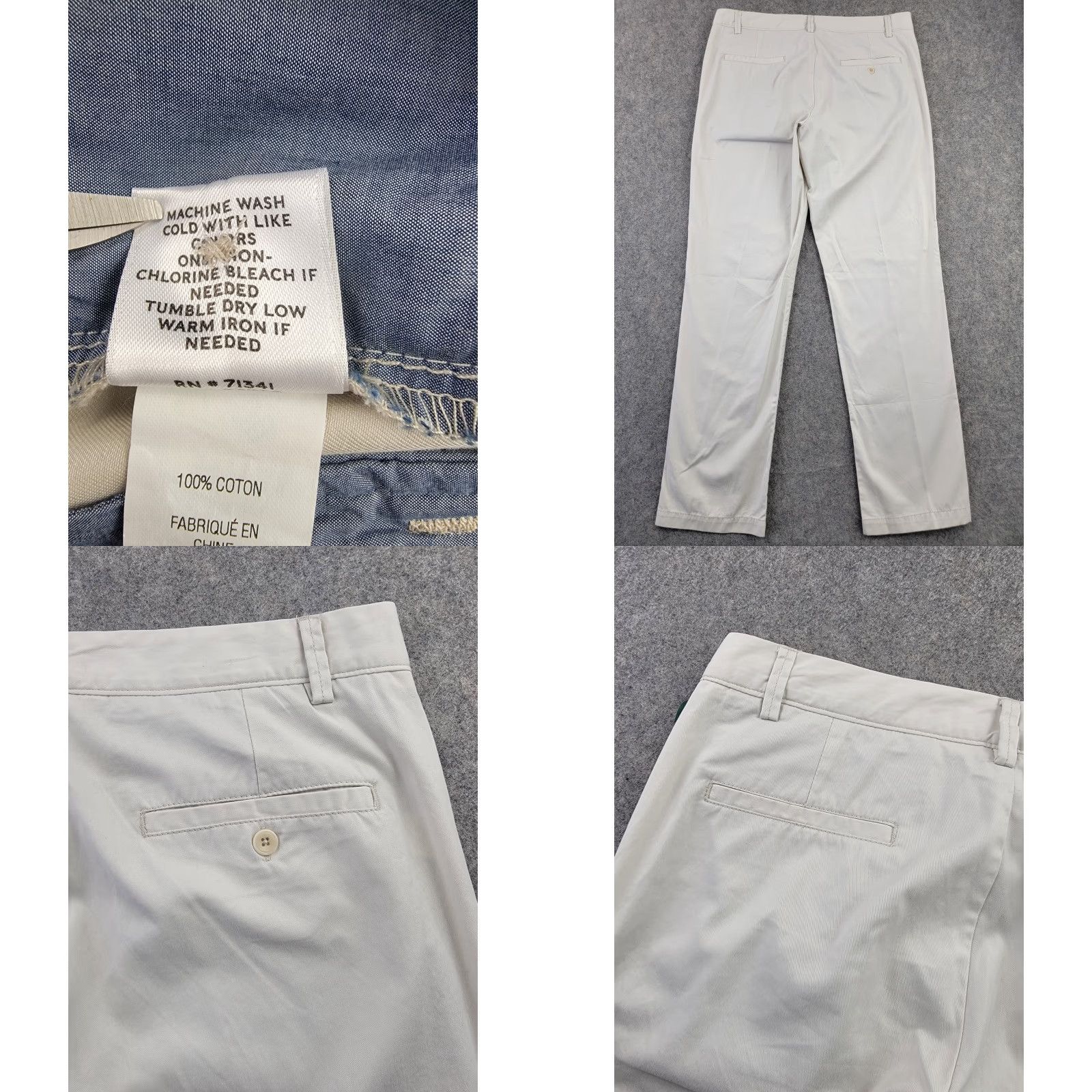 Vintage LL Bean Signature Pants Mens 35x32 Beige Lightweight Chino 100% Cotton Regular Inseam 32 Size US 35 - 8 Thumbnail