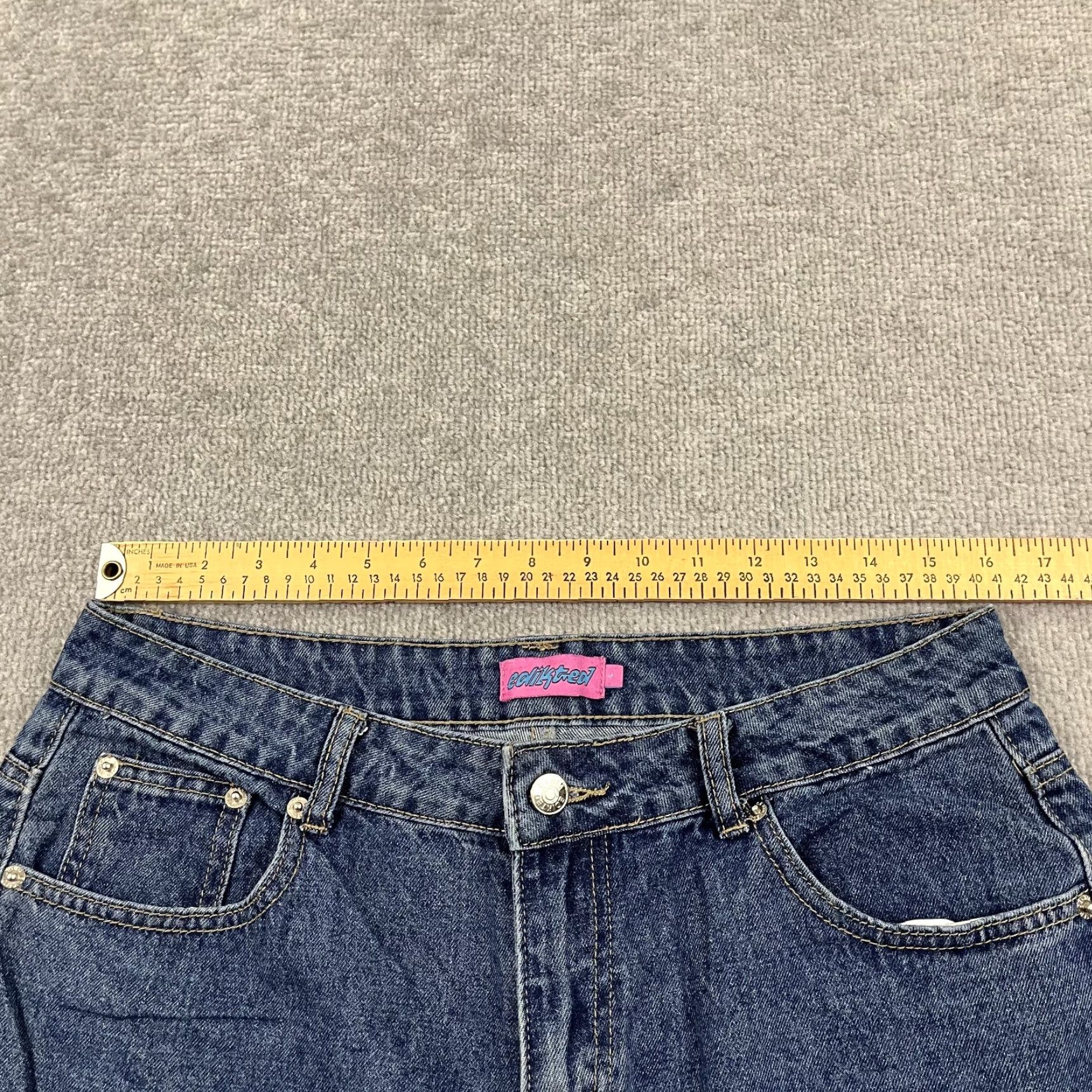 Vintage VINTAGE Edikted Wide Leg Jeans Womens Large 32x32 Blue Denim Grunge Skater Mid Rise Y2K Size 36" / US 14 / IT 50 - 4 Thumbnail