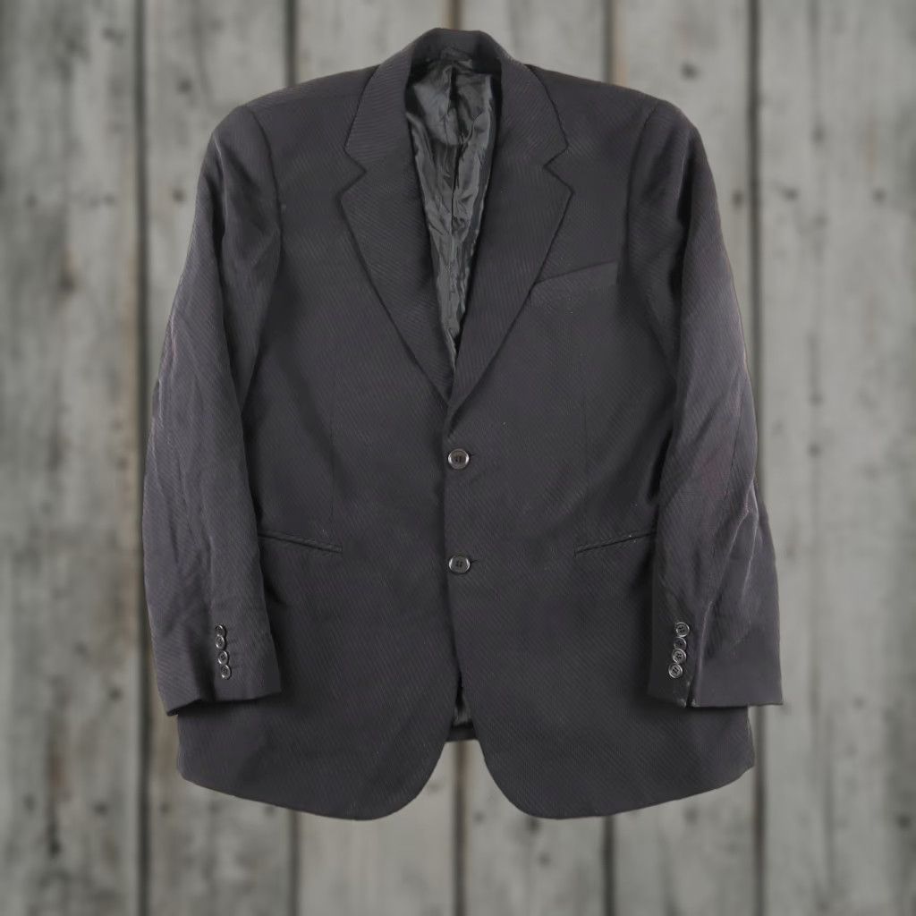 Giorgio Armani VINTAGE Giorgio Armani Blazer Two-Button Black Textured Made In Italy 54 Mens Jacket Single-Breasted 2 Button Sport Coat Size 54R - 1 Thumbnail