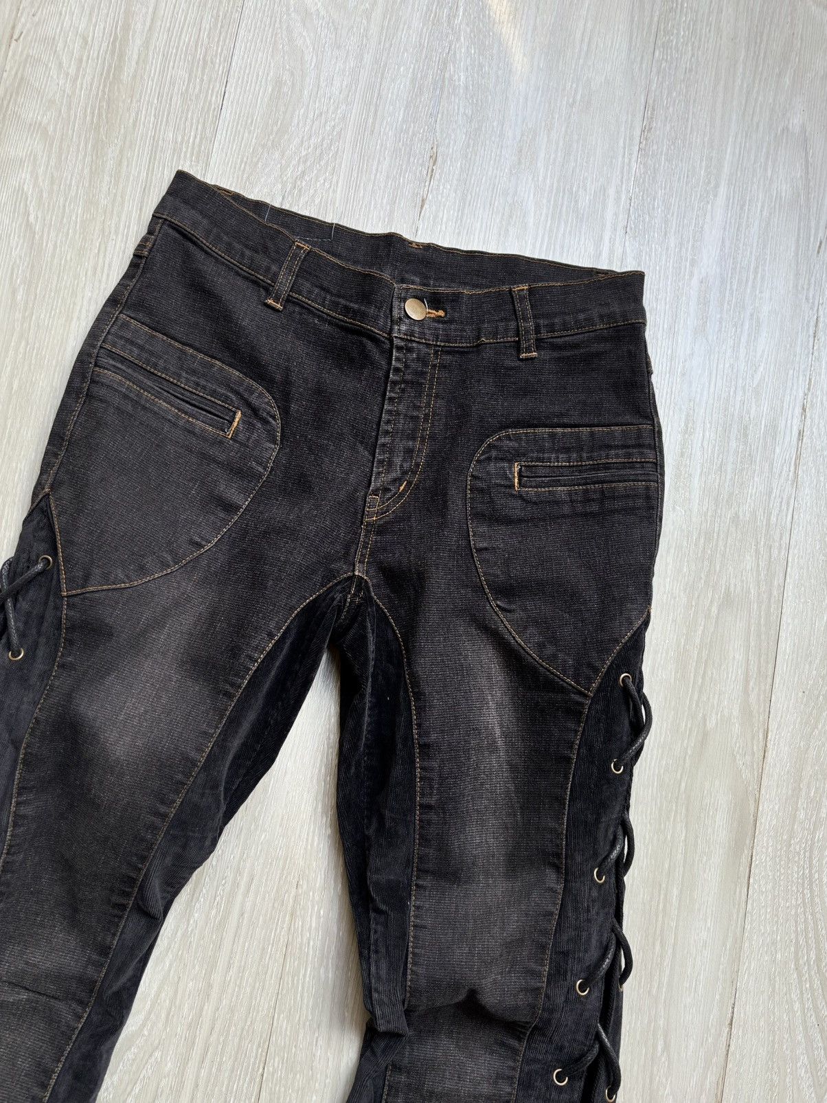 Japanese Brand VERTGARMENTS lace up flare jeans Size US 27 - 2 Thumbnail