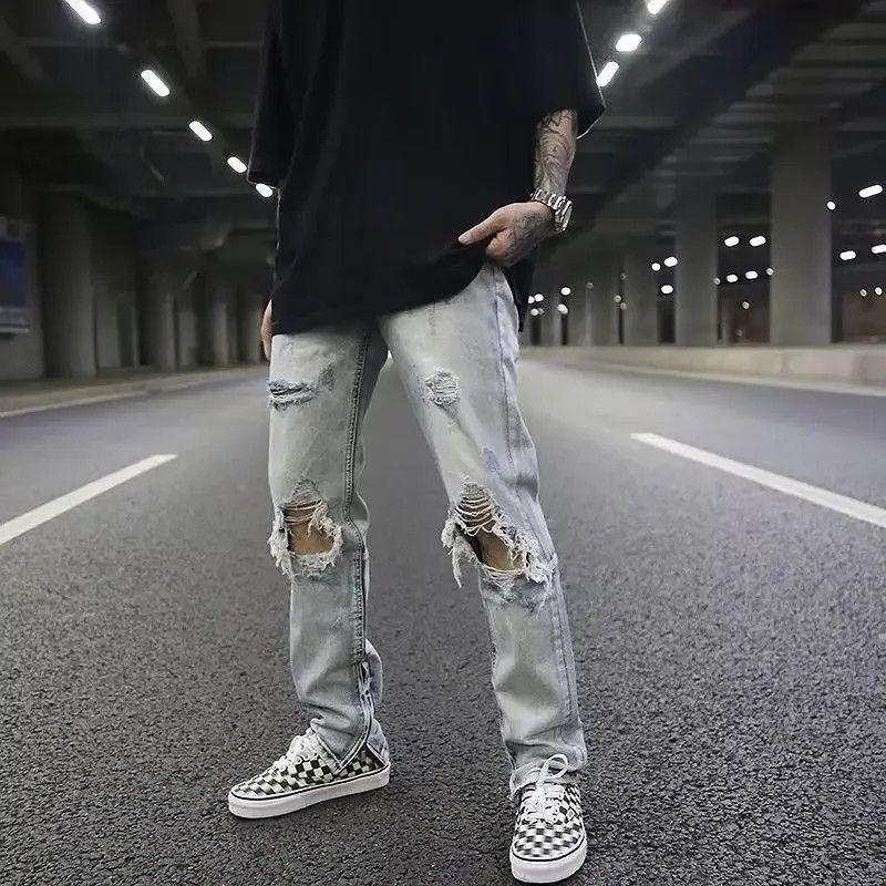 Japanese Brand × Vintage Trendy High-street Holes Jeans For Men Size US 30 / EU 46 - 1 Thumbnail