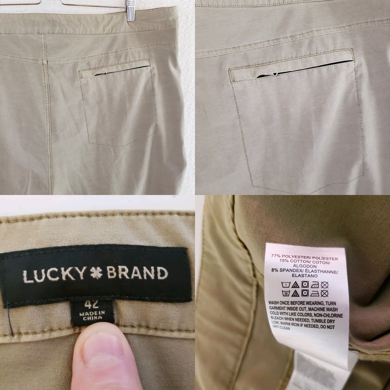 Lucky Brand Lucky Brand Shorts Mens 42x9 Beige Chino Regular Fit Pockets Outdoor Beach Slim? Size US 42 / EU 58 - 8 Thumbnail