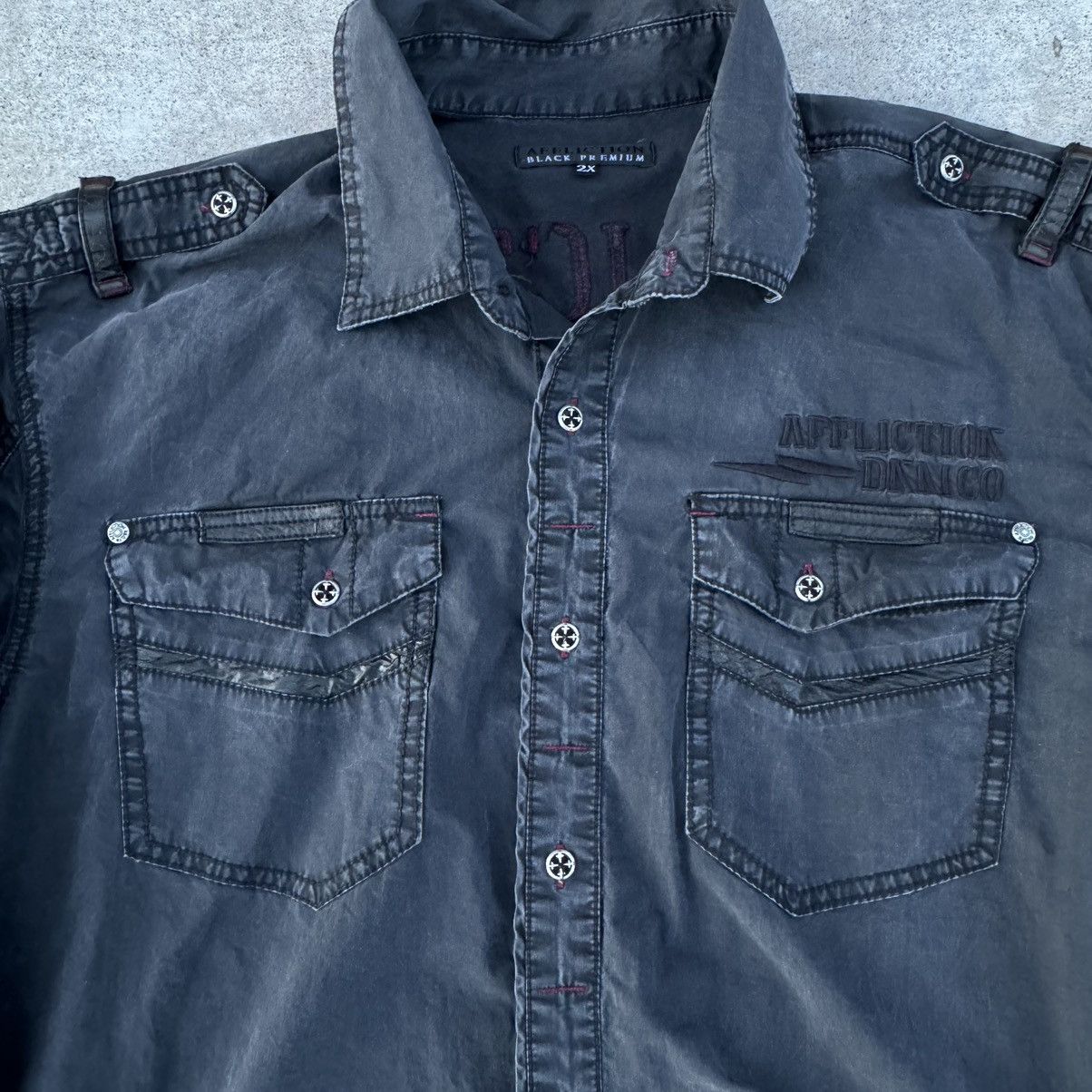 Affliction × JNCO Vintage Y2K Black Grunge Affliction AOP Button Up Baggy XXL Size US XXL / EU 58 / 5 - 9 Thumbnail