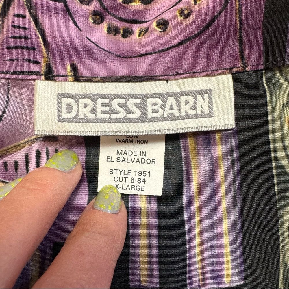 Other Vintage Dress Barn Purple Patchwork Print Shirt With Attach Size XL / US 12-14 / IT 48-50 - 7 Thumbnail
