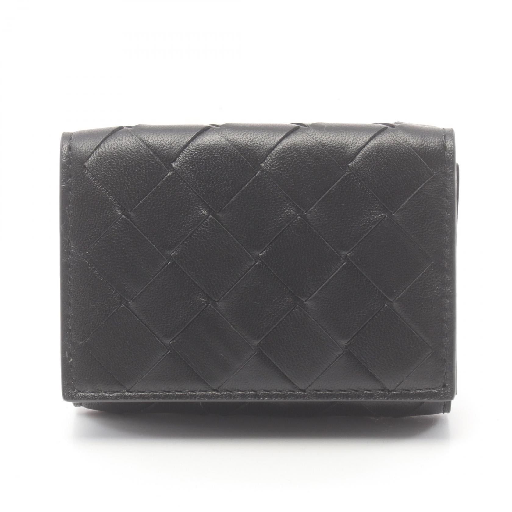 Bottega Veneta Bottega Veneta Intrecciato Trifold Wallet Leather Black Size ONE SIZE - 1 Thumbnail