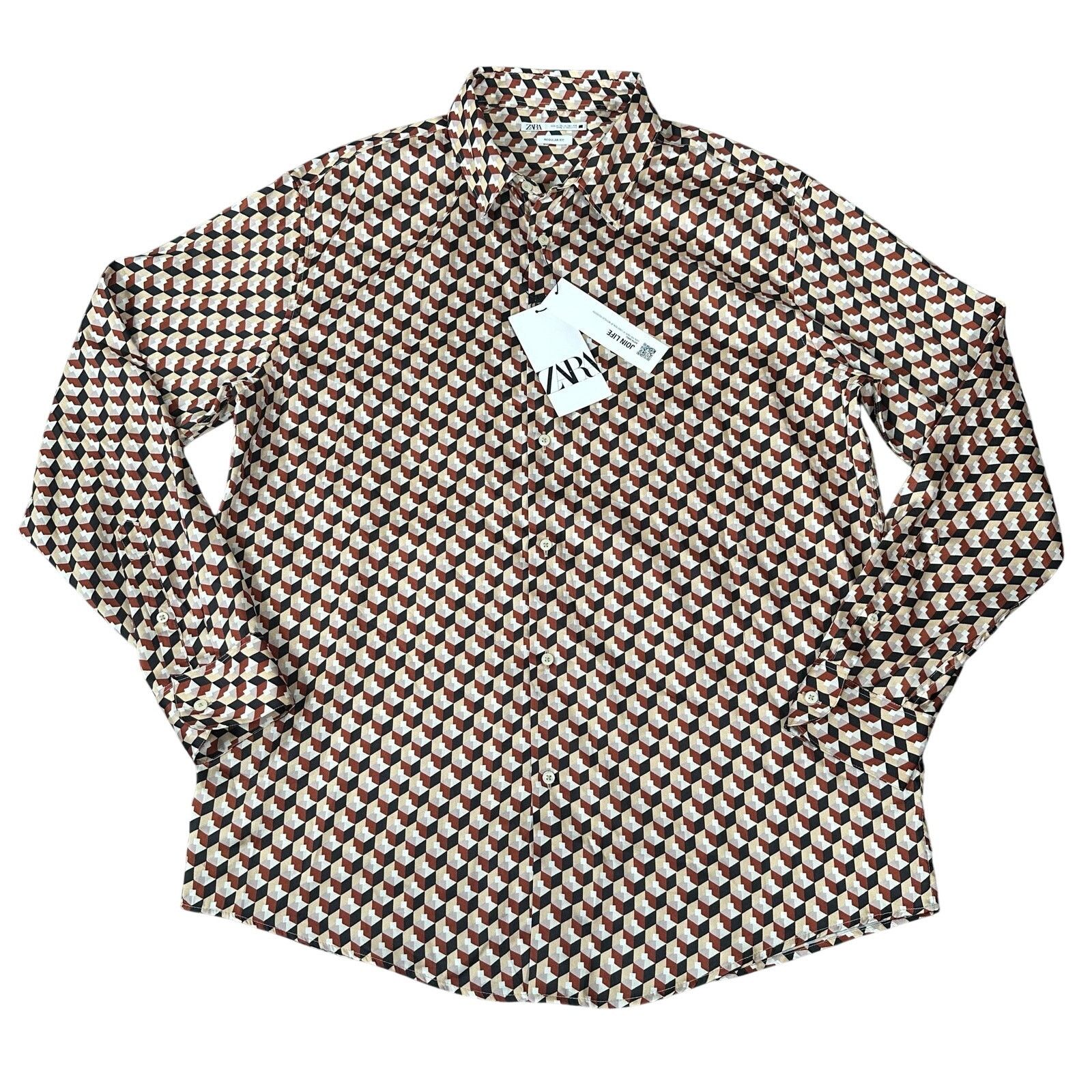 Zara Zara Regular Fit Geometric Print Button Down Shirt Size XL Size US XL / EU 56 / 4 - 1 Thumbnail