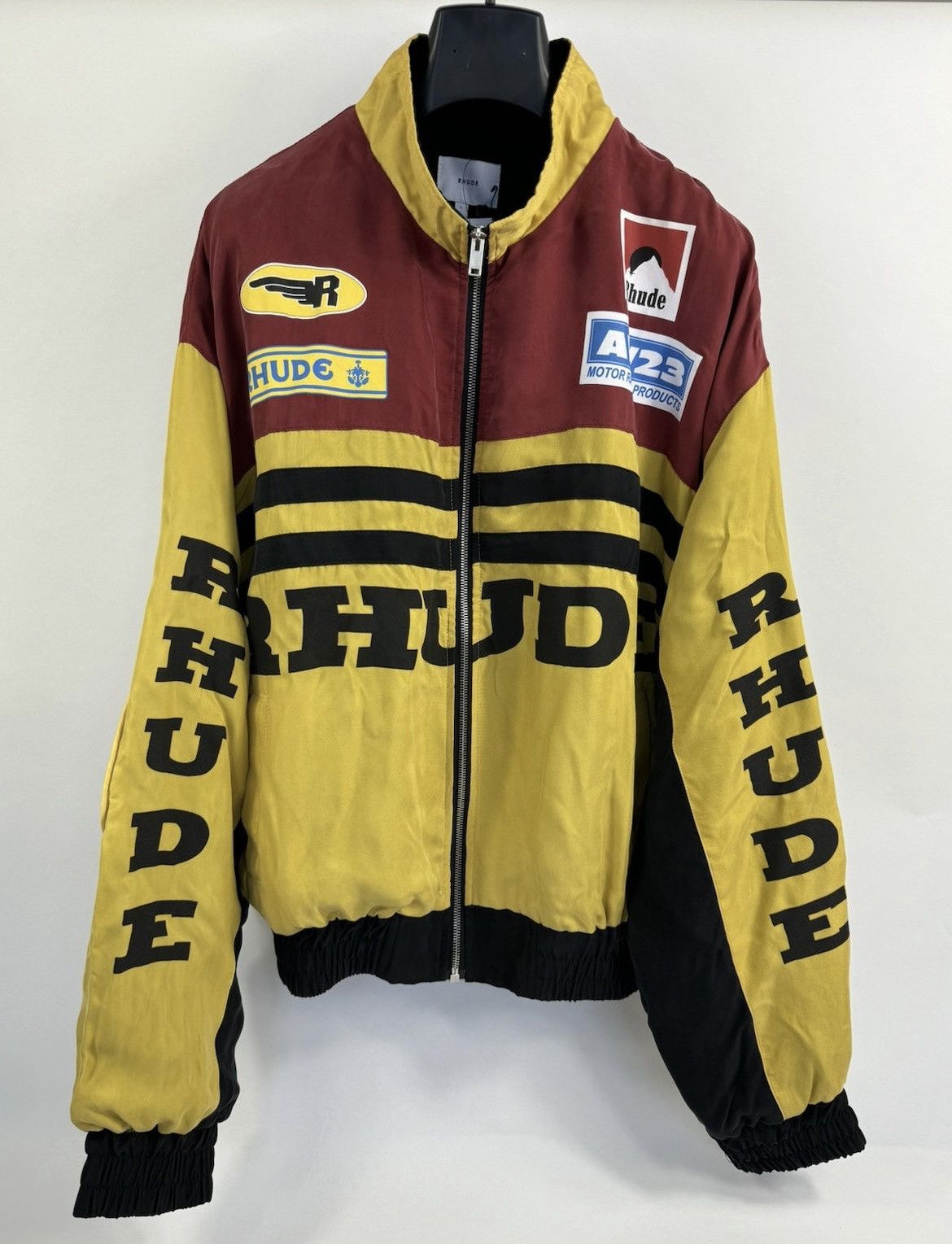 RALLY COLOURED BLOCK LOGO PRINTED OVERSIZED BOMBER JACKET