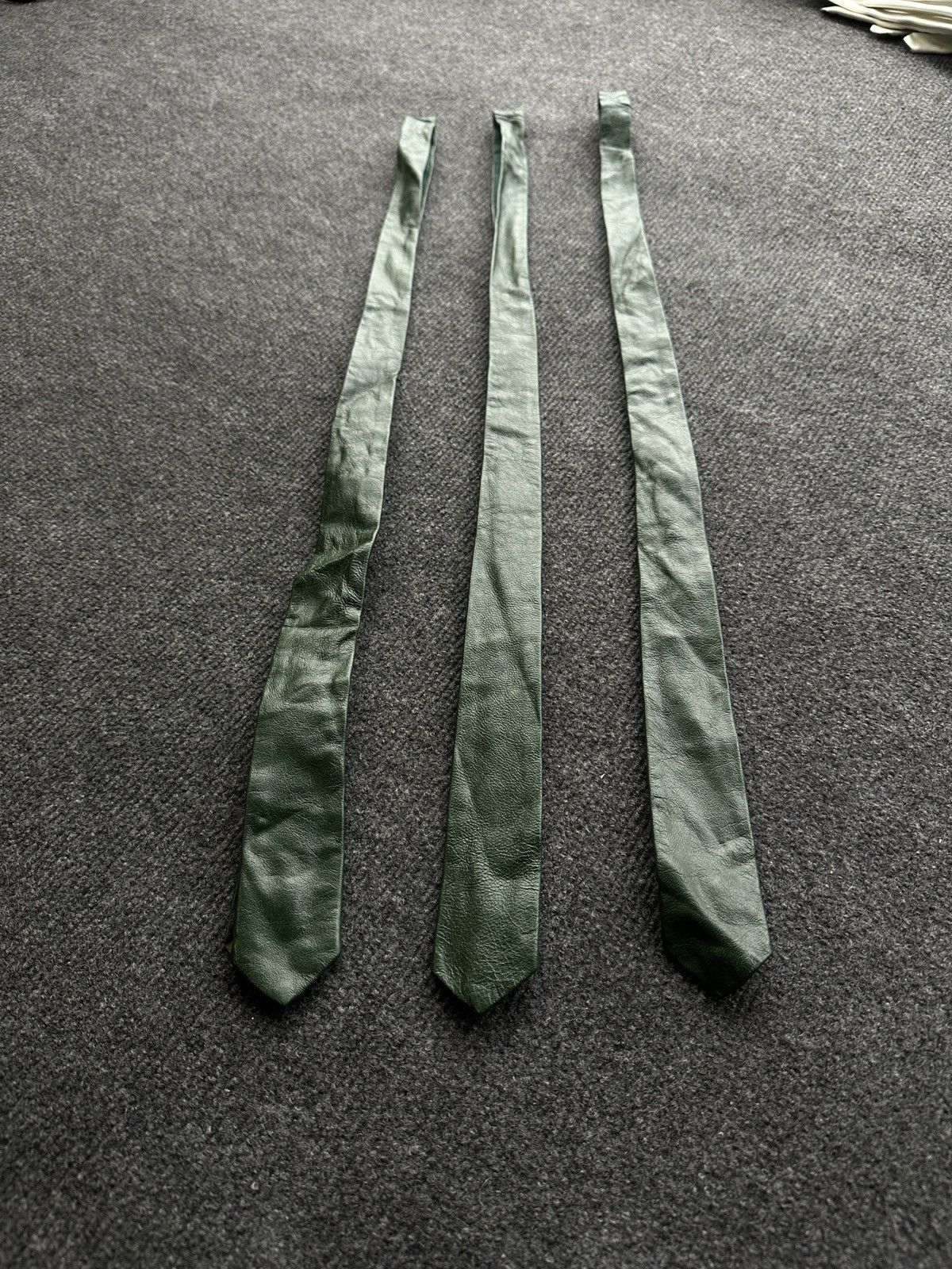 Other 🚨 LEATHER GREEN ITALY TIE LUXURY VNTG RARE OLD MONEY Size ONE SIZE - 17 Thumbnail