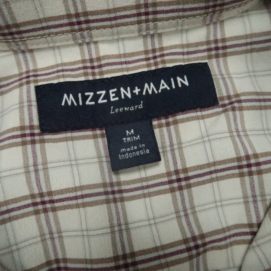 Mizzen+Main Mizzen+Main Shirt Mens M Brown Plaid Button-Up Slim Fit Casual Long Sleeve Beige Xs S? Size US M / EU 48-50 / 2 - 3 Thumbnail