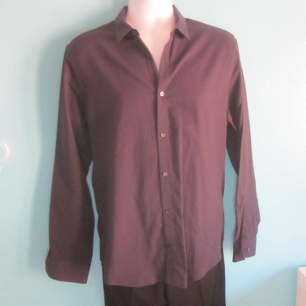 Calvin Klein Calvin Klein Black Gray Dress Shirt Mens Button Up Size M Size US M / EU 48-50 / 2 - 6 Thumbnail