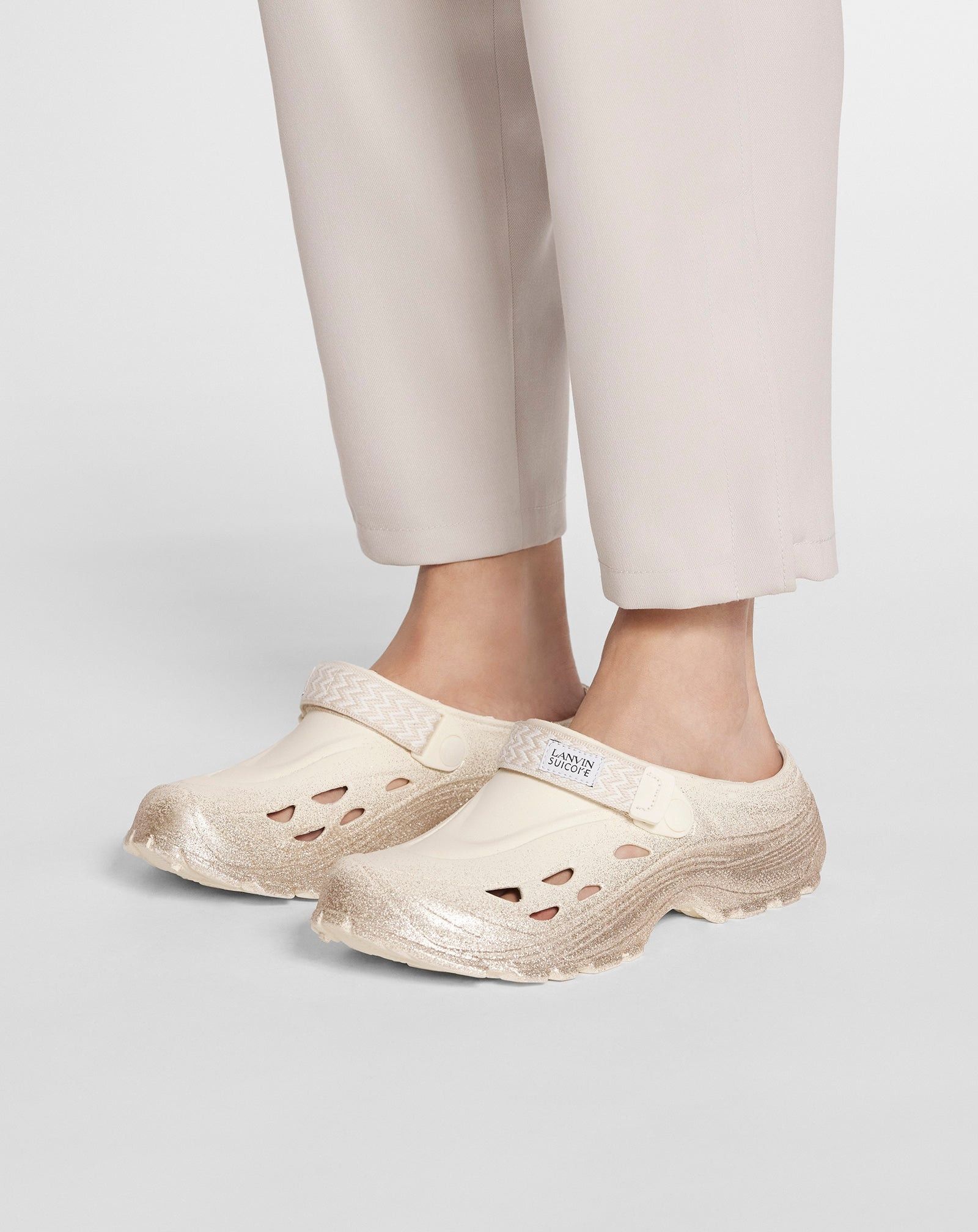 Lanvin o1w1db10125 Glittery Rubber Clogs in Cream/Black Size US 10 / EU 43 - 3 Thumbnail
