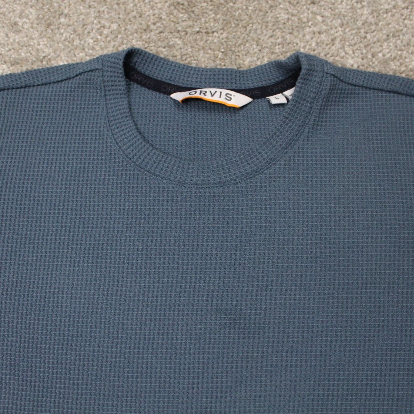 Orvis Orvis Shirt Mens Large Blue Waffle Knit Cotton/Polyester Long Sleeve Pullover Size US L / EU 52-54 / 3 - 5 Thumbnail