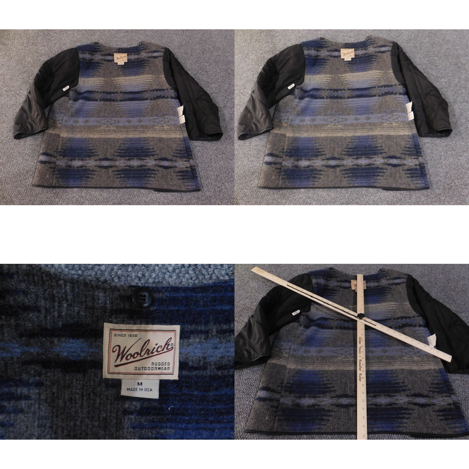Vintage Woolrich Jacket Liner Mens M Blue Gray Quilted Southwestern Geometric Wool Quilted Sleeves Lined Snap-In Made USA Size US M / EU 48-50 / 2 - 8 Thumbnail