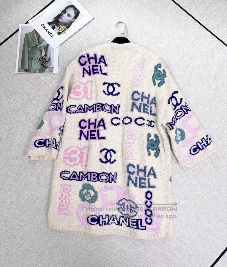 Chanel Chanel 23p popular white letter graffiti towel long cardig Size XS / US 0-2 / IT 36-38 - 3 Thumbnail