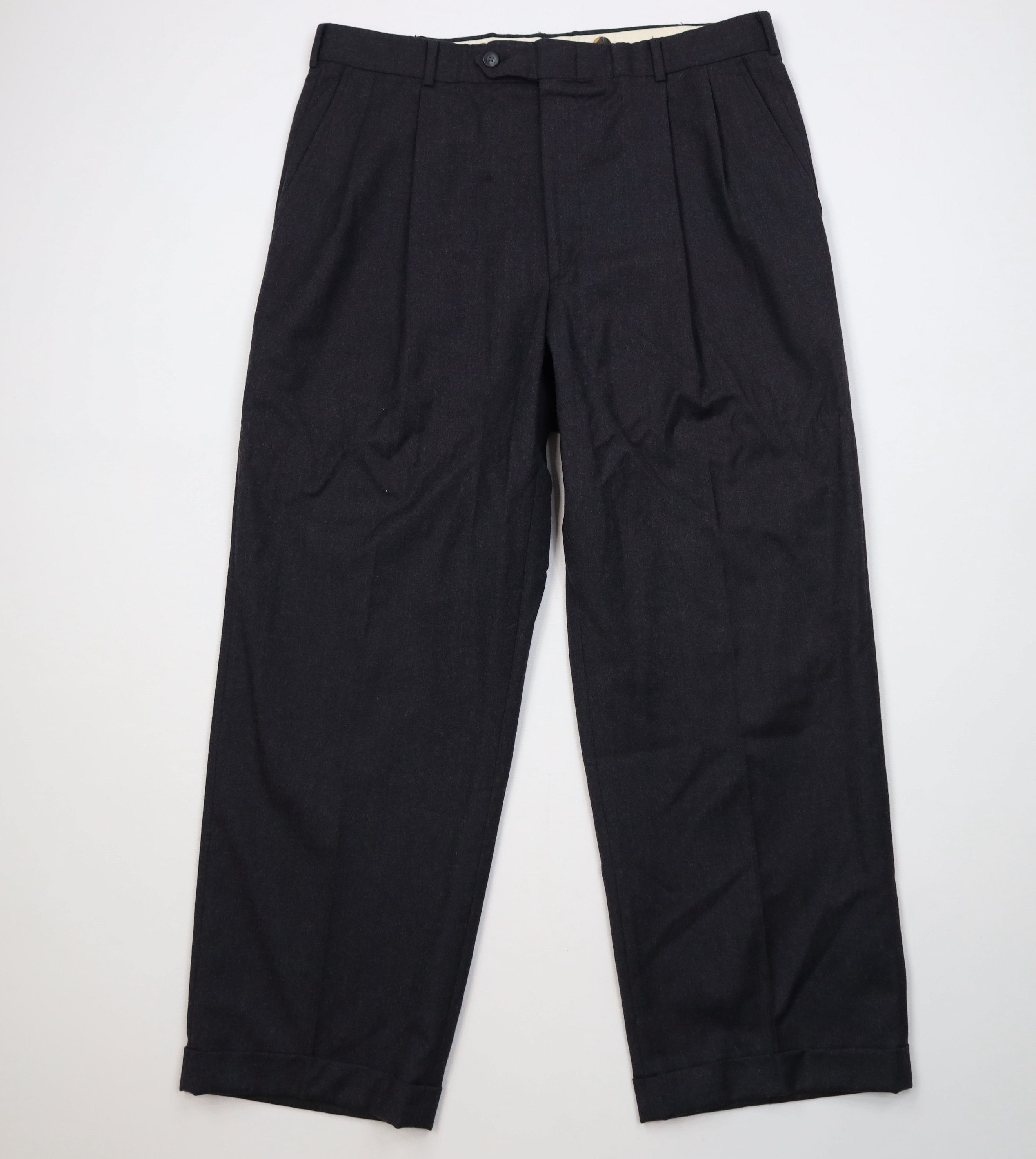 Vintage Vintage 90s Worsted Wool Wide Leg Chino Pants Dark Gray USA Size US 36 / EU 52 - 1 Thumbnail