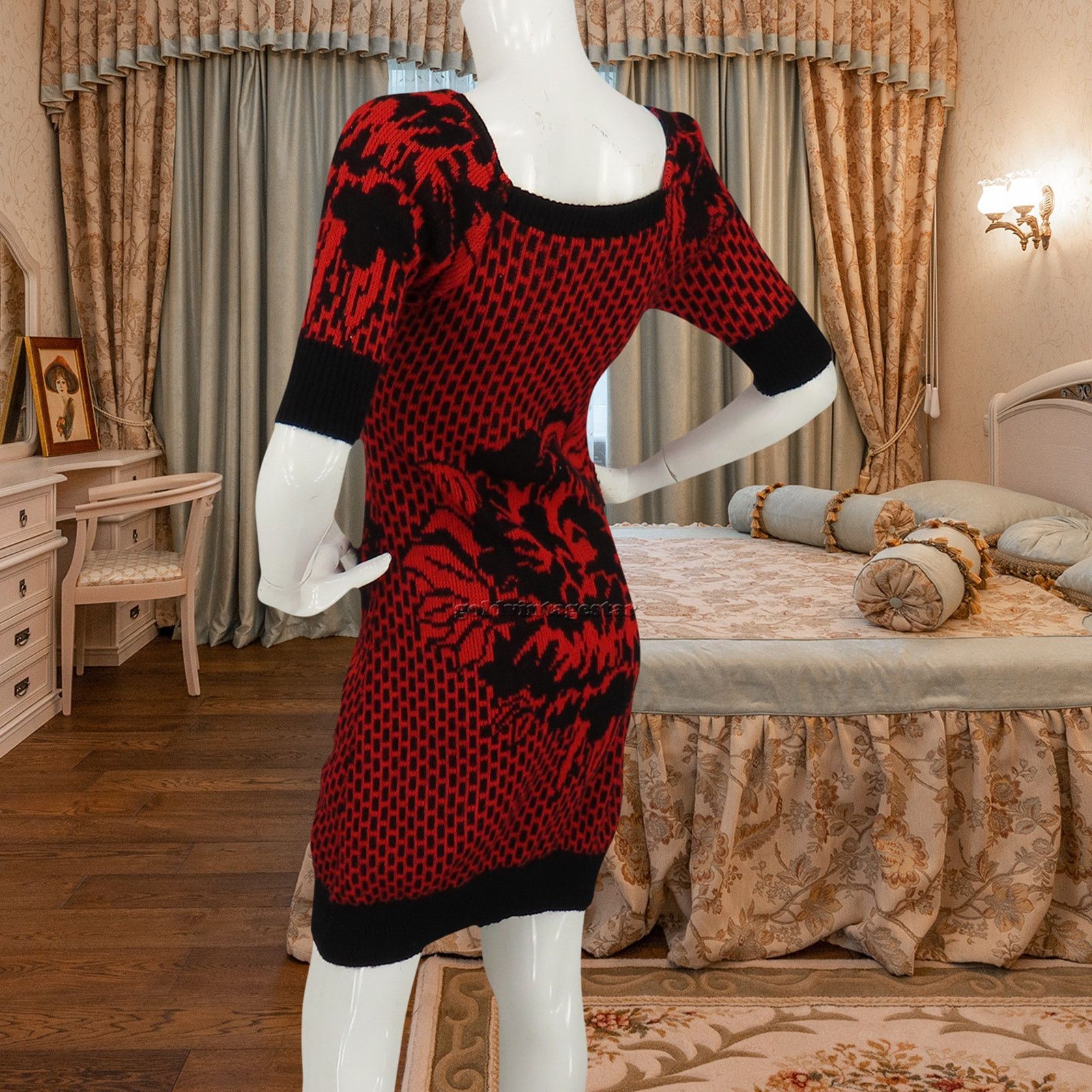 Other Bold Floral Knit Sweater Dress Y2K Bodycon S Size S / US 4 / IT 40 - 3 Thumbnail